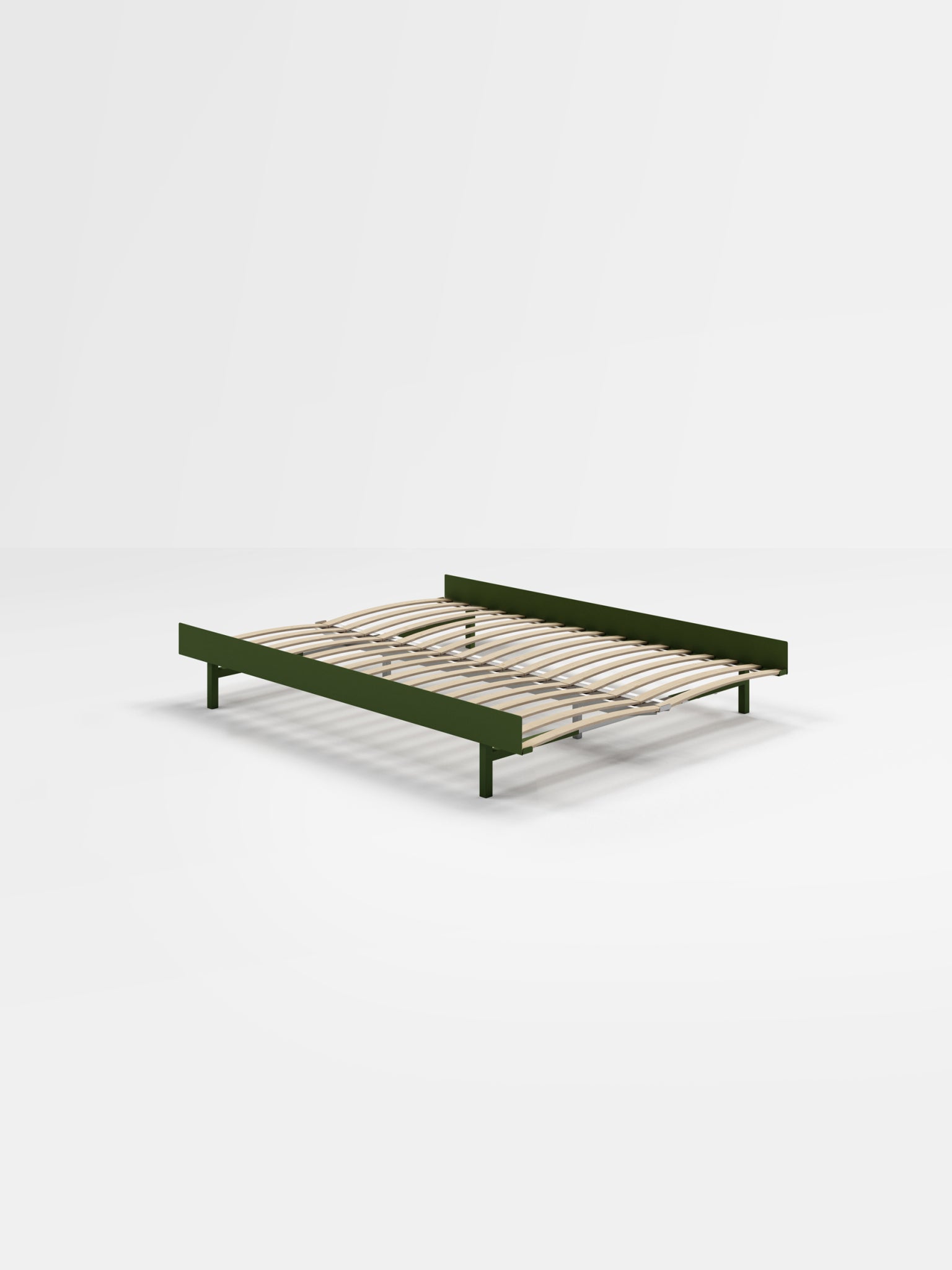 Moebe Bed, 150 Cm, Slats, Pine Green