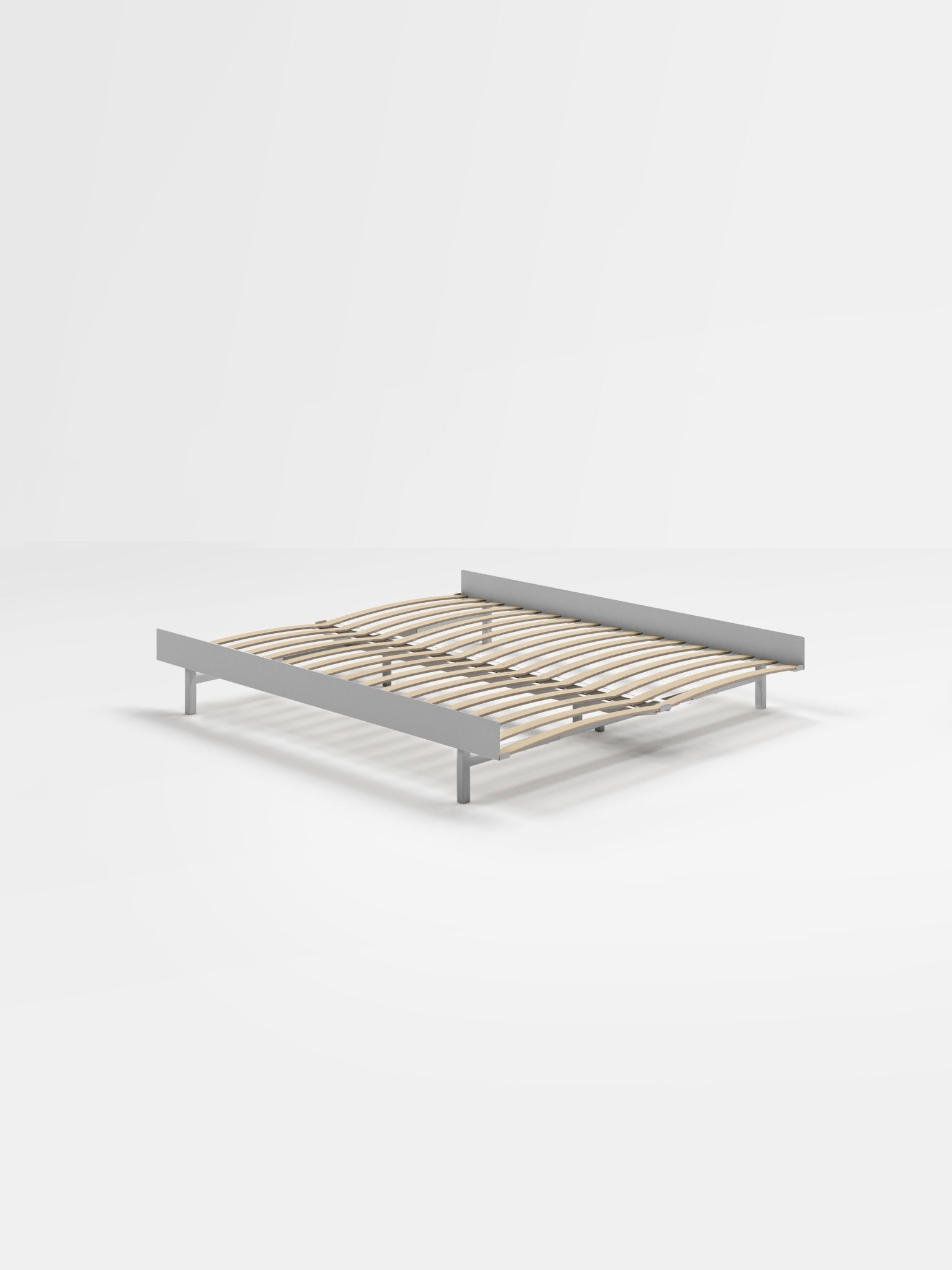 Moebe Bed, 150 Cm, Slats, Stainless Steel