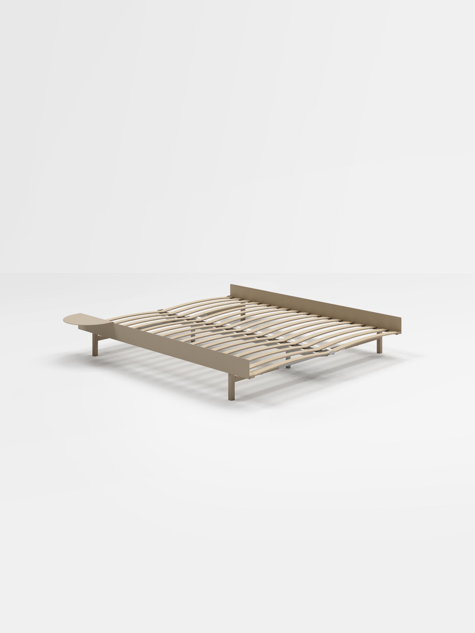 Moebe Bed, 160 Cm, Slats, 1x Side Table, Sand