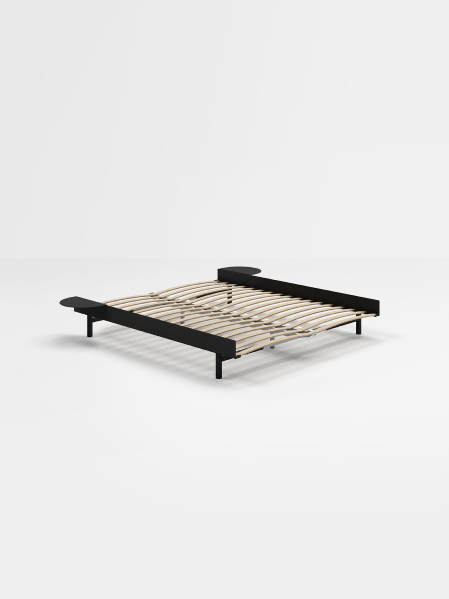 Moebe Bed, 160 Cm, Slats, 2x Side Table, Black