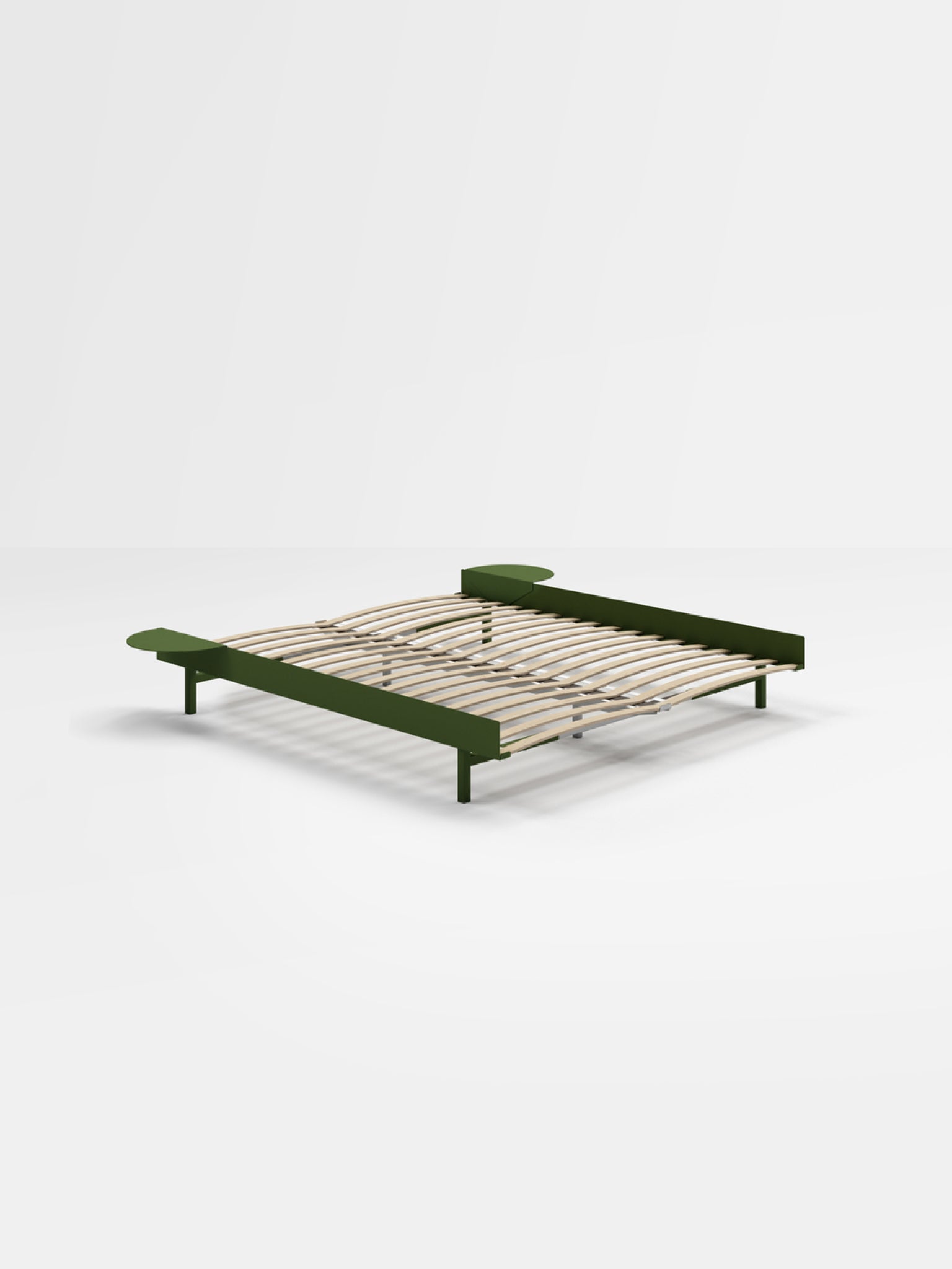 Moebe Bed, 160 Cm, Slats, 2x Side Table, Pine Green