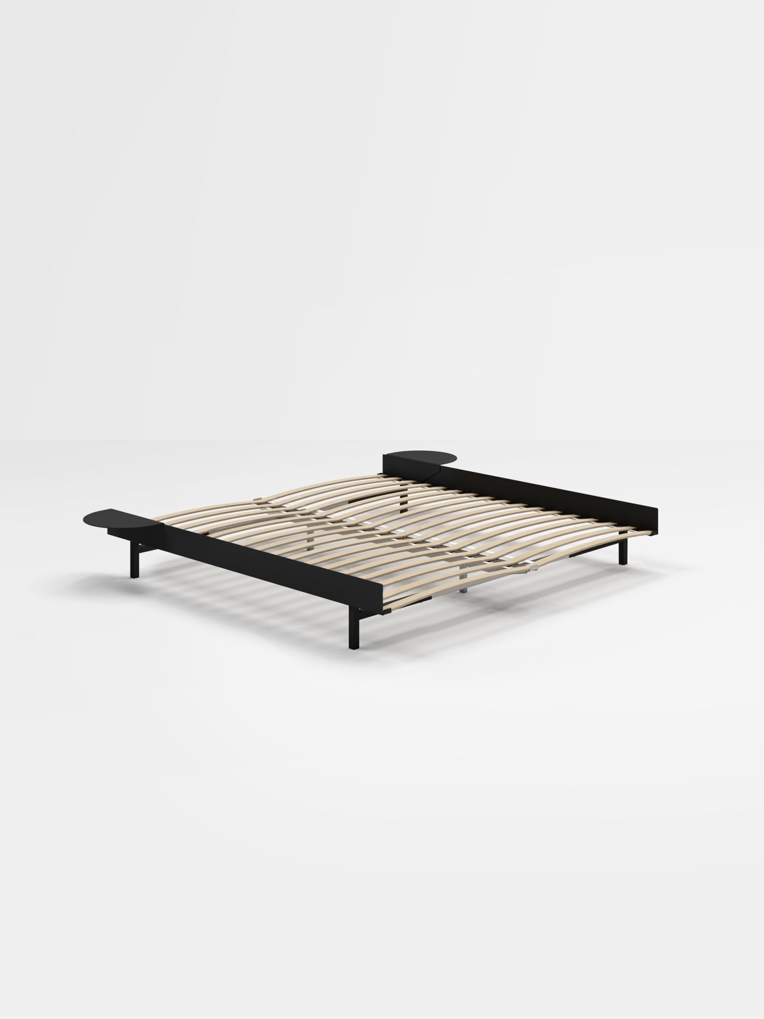 Moebe Bed, 180 Cm, Slats, 2x Side Table, Black