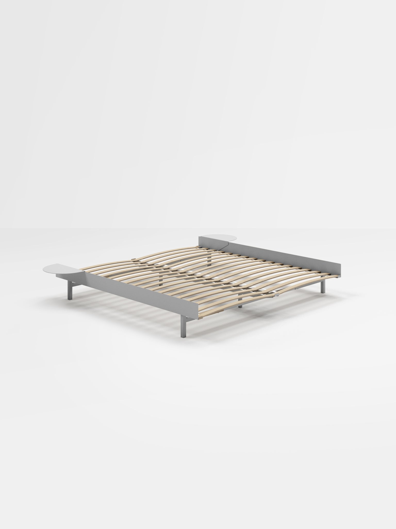 Moebe Bed, 180 Cm, Slats, 2x Side Table, Stainless Steel