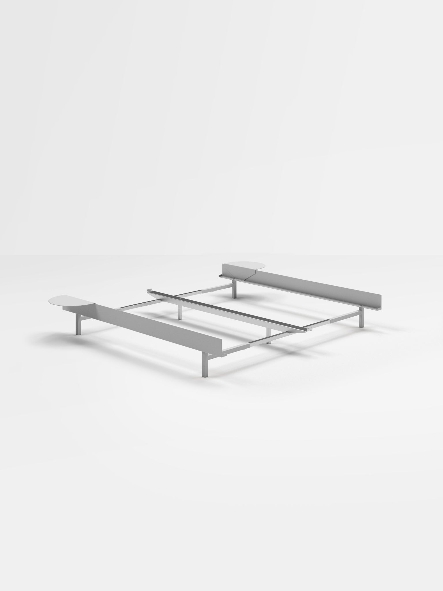 Moebe Bed, 90-180 Cm, 2x Side Table, Stainless Steel