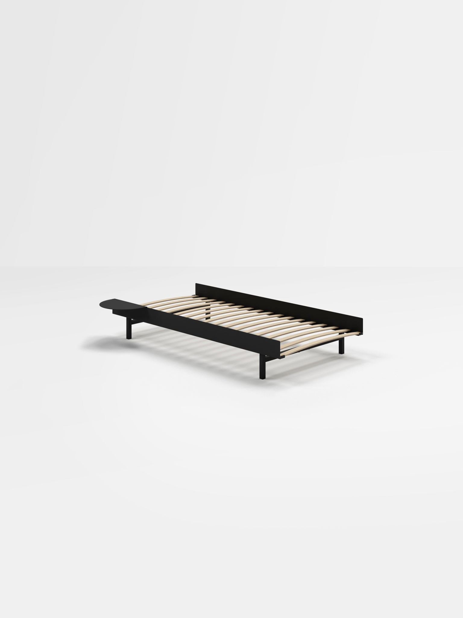 Moebe Bed, 90 Cm, Slats, 1x Side Table, Black