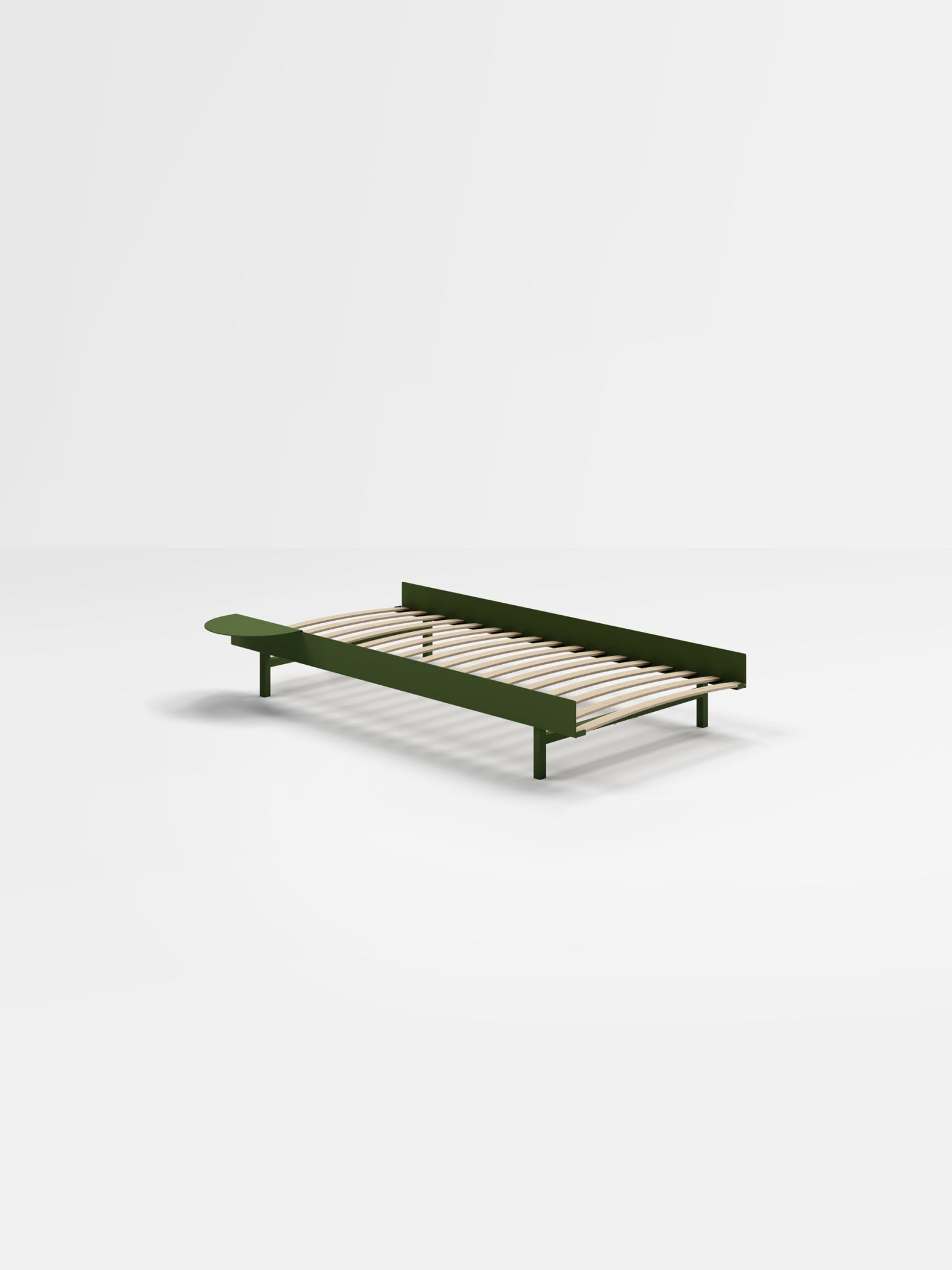 Moebe Bed, 90 Cm, Slats, 1x Side Table, Pine Green
