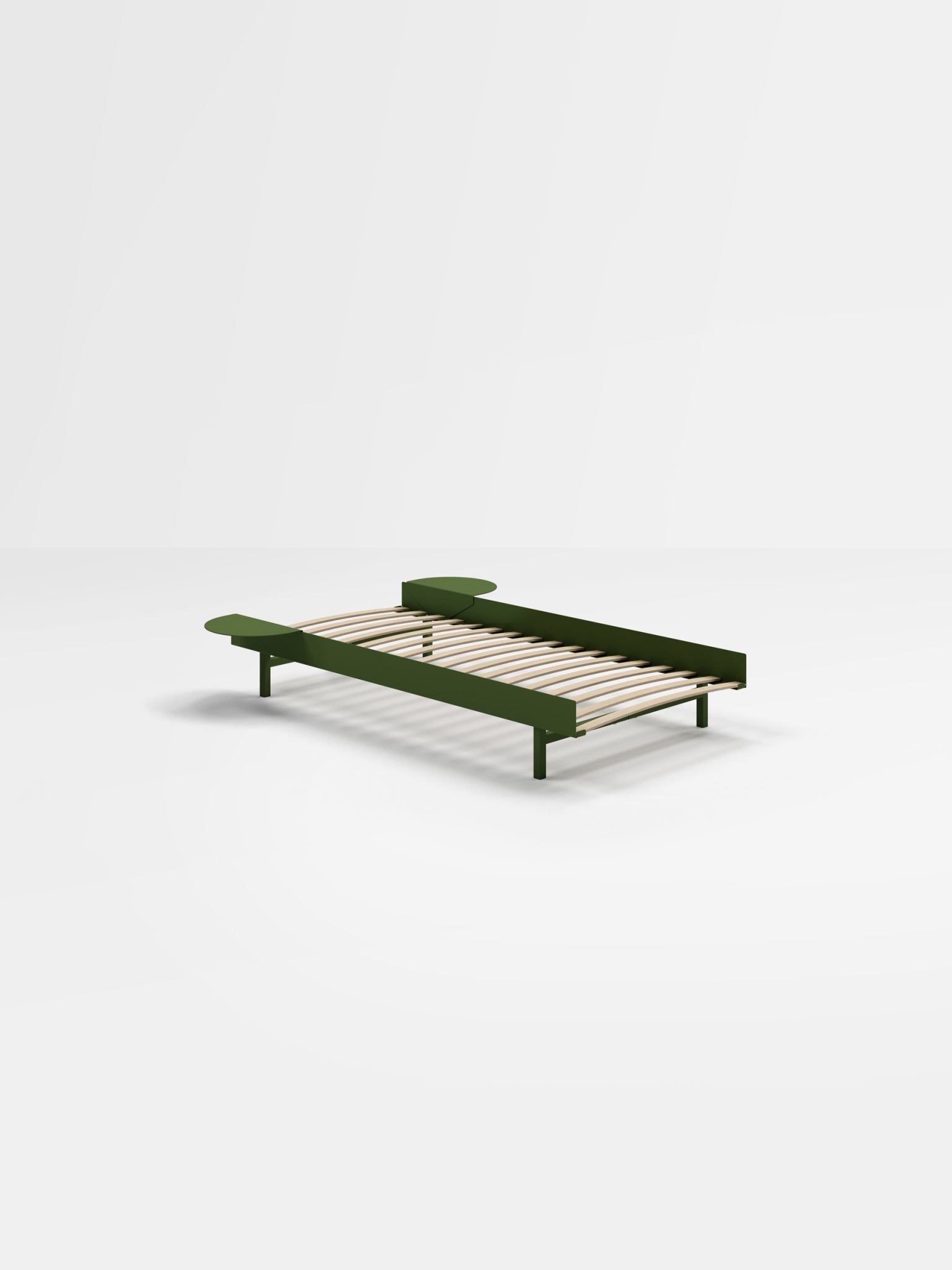 Moebe Bed, 90 Cm, Slats, 2x Side Table, Pine Green