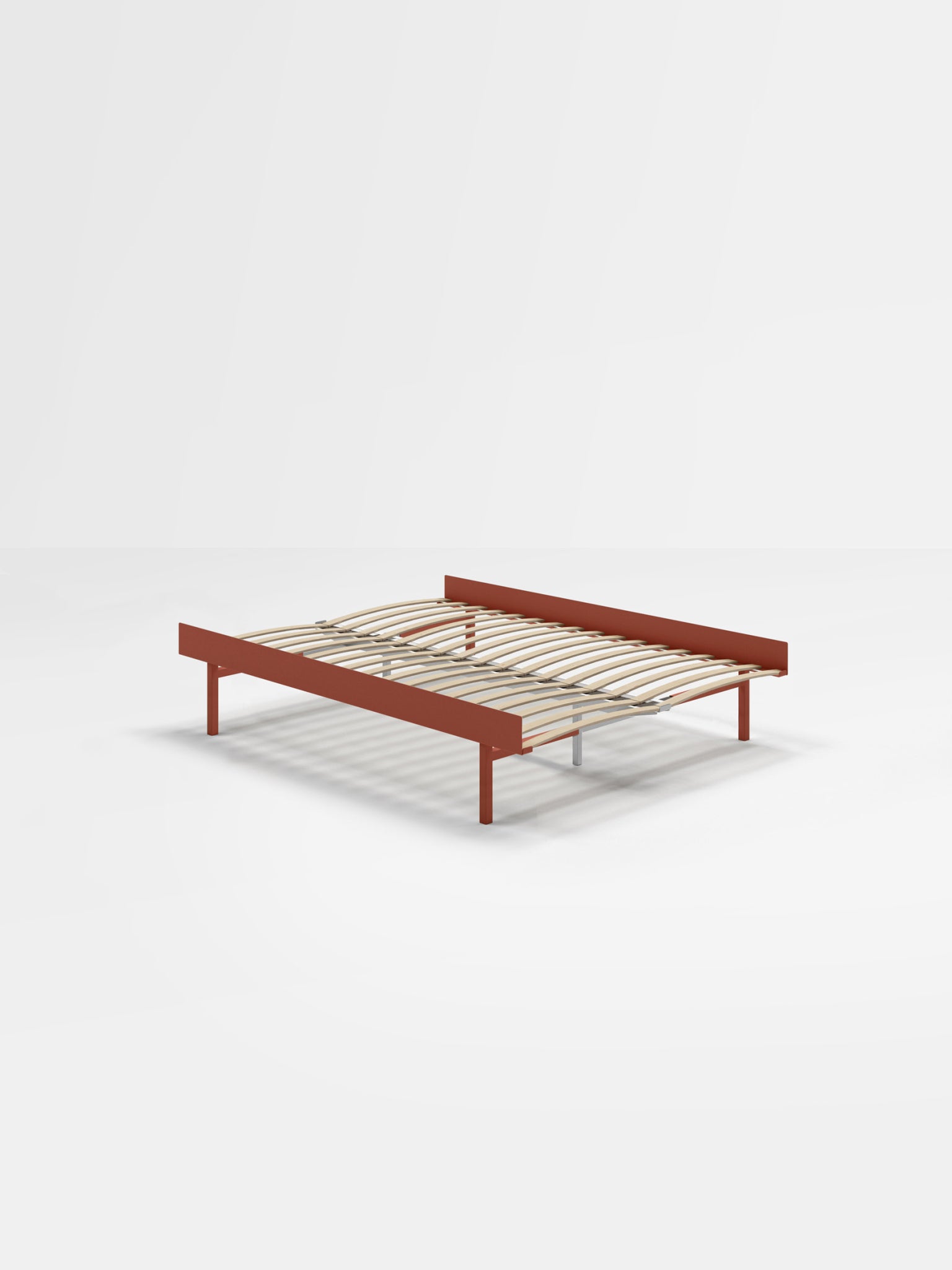 Moebe Bed, Tall Legs, 150 Cm, Slats, Terracotta