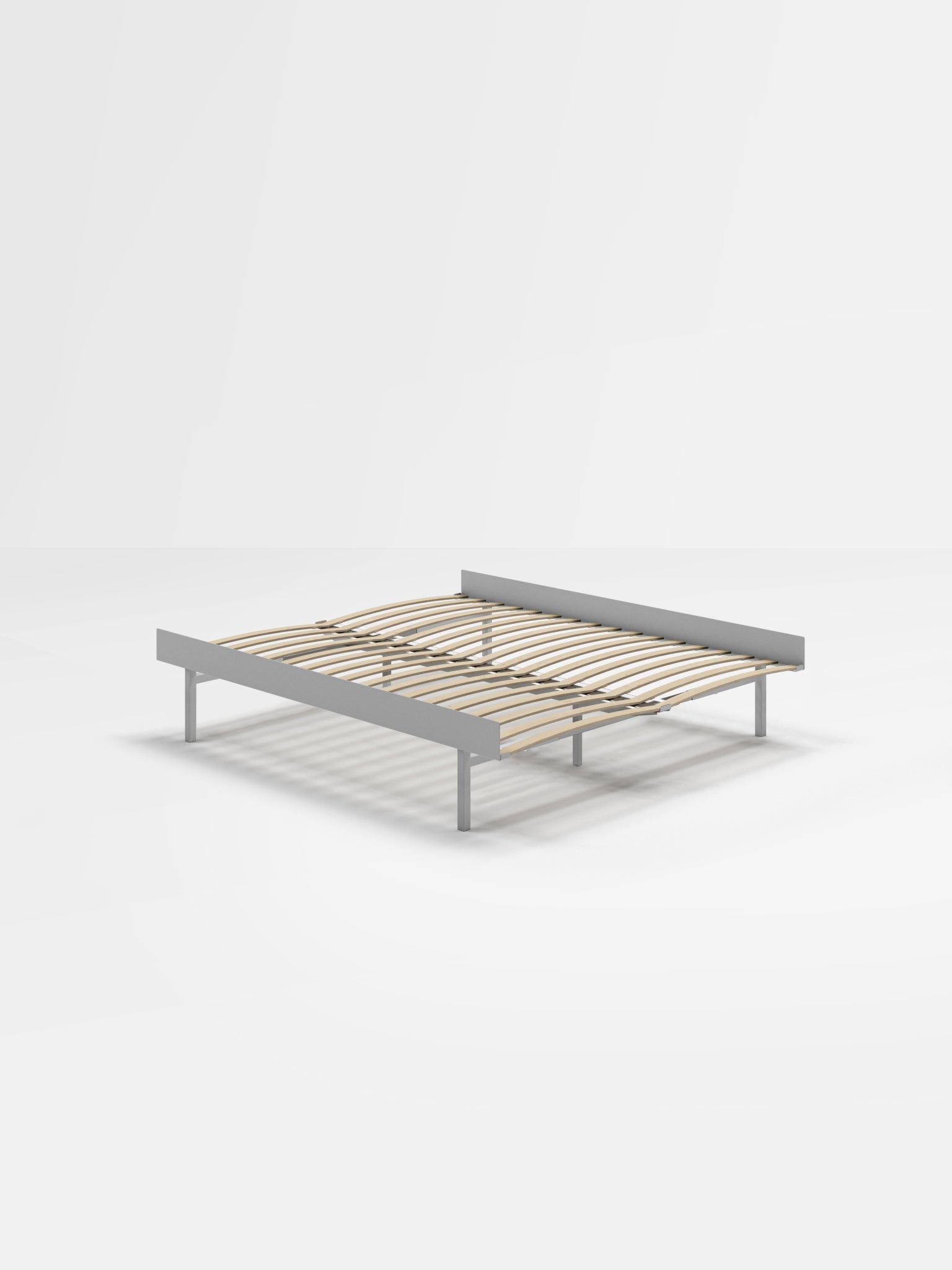 Moebe Bed, Tall Legs, 160 Cm, Slats, Stainless Steel