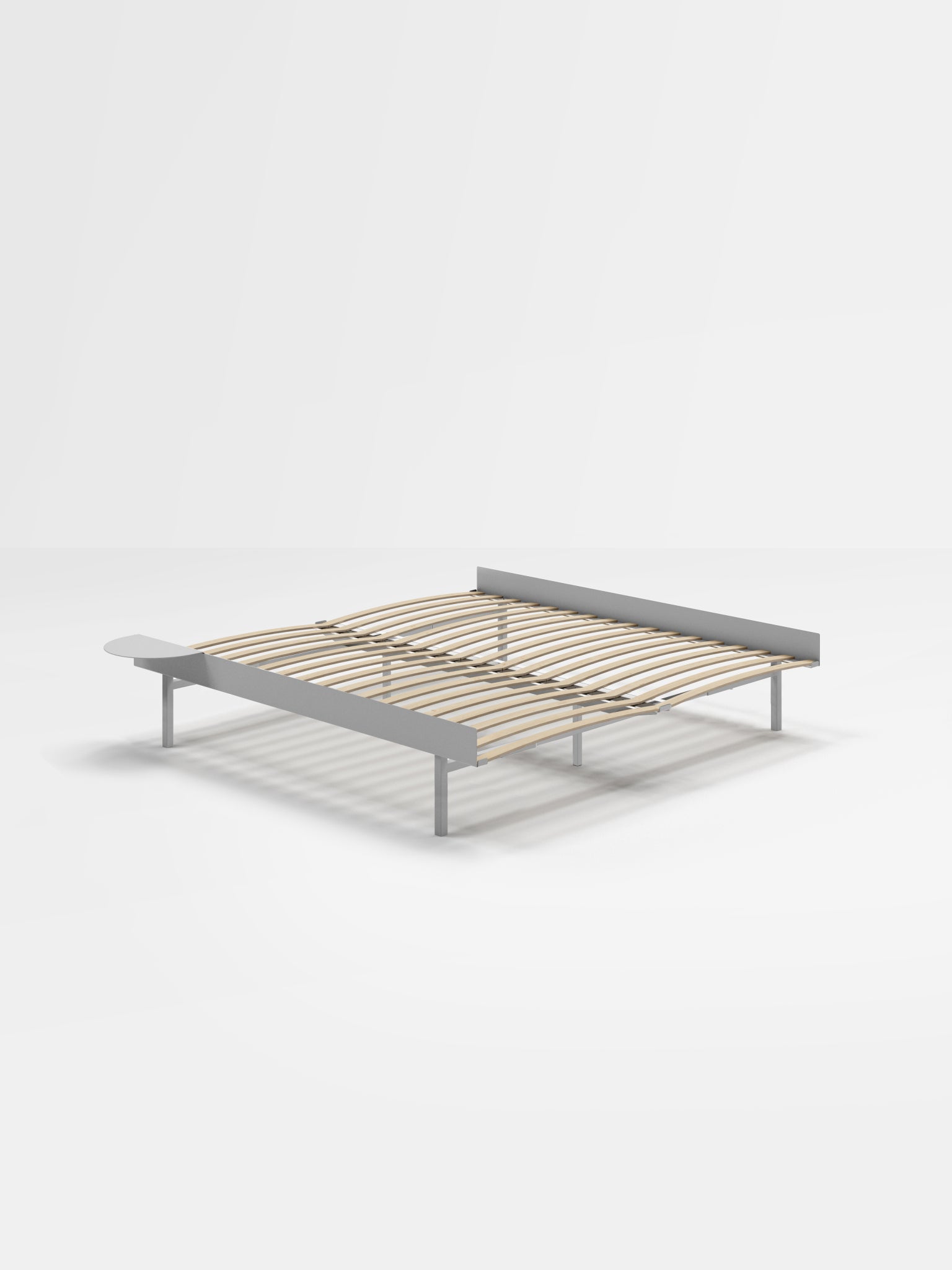 Moebe Bed, Tall Legs, 180 Cm, Slats, 1x Side Table, Stainless Steel