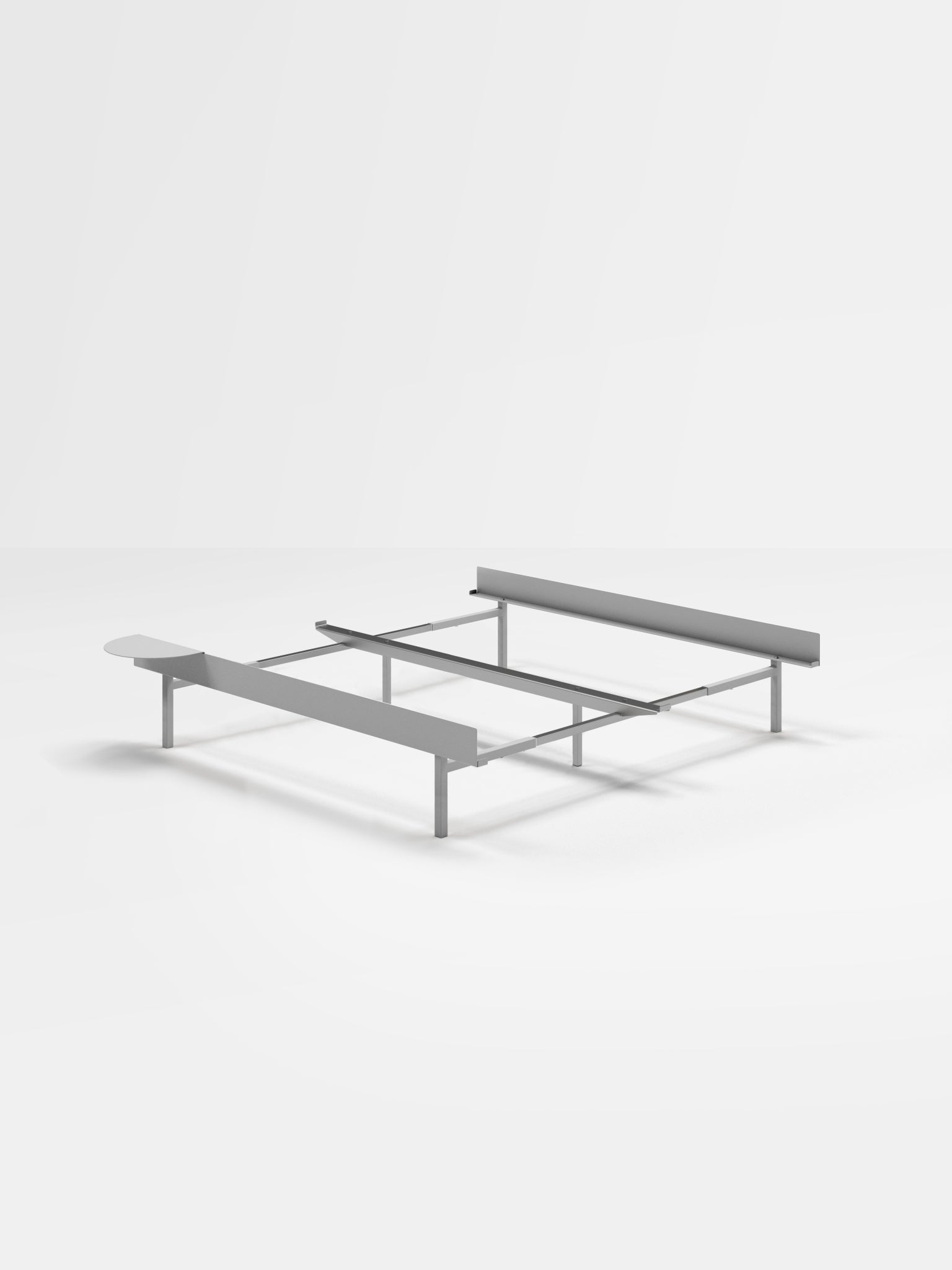 Moebe Bed, Tall Legs, 90-180 Cm, 1x Side Table, Stainless Steel