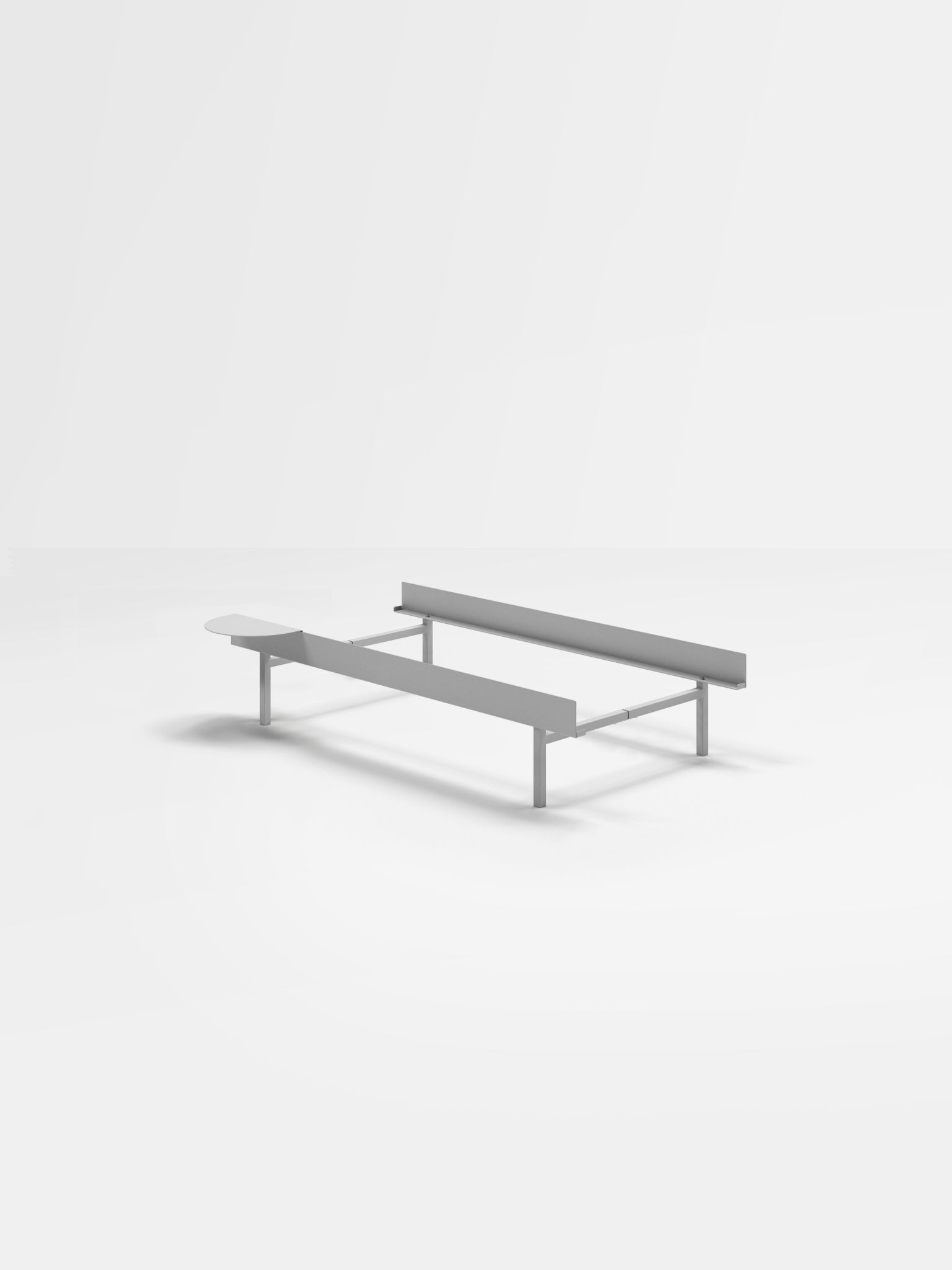 Moebe Bed, Tall Legs, 90 Cm, 1x Side Table, Stainless Steel