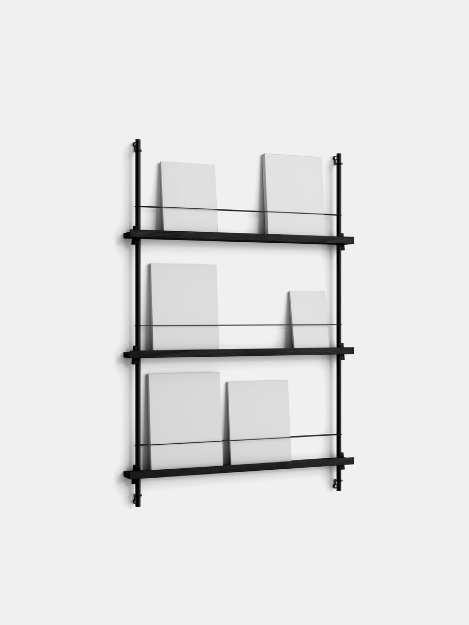 Moebe Magazine Shelving Set Ms.115.1, Black Shelves, Black Legs (fsc Mix Credit)
