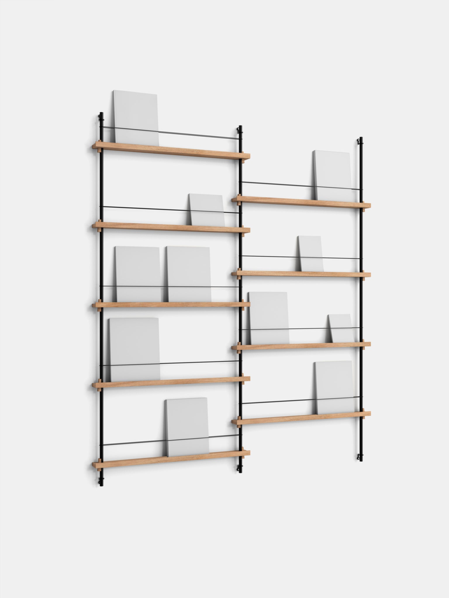 Moebe Magazine Shelving Set Ms.180.2, Oak Shelves, Black Legs (fsc Mix Credit)