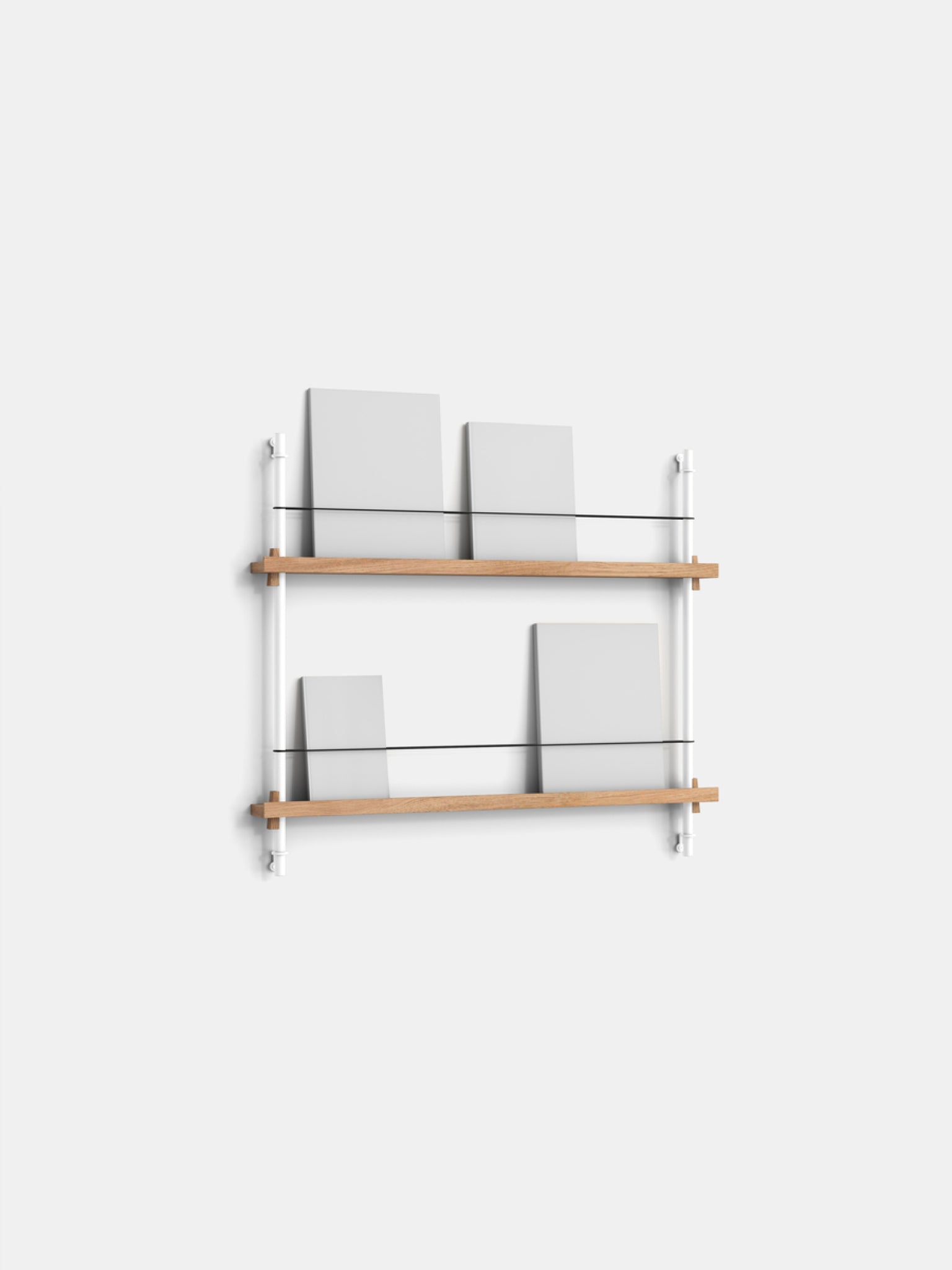 Moebe Magazine Shelving Set Ms.65.1, Oak Shelves, White Legs (fsc Mix Credit)