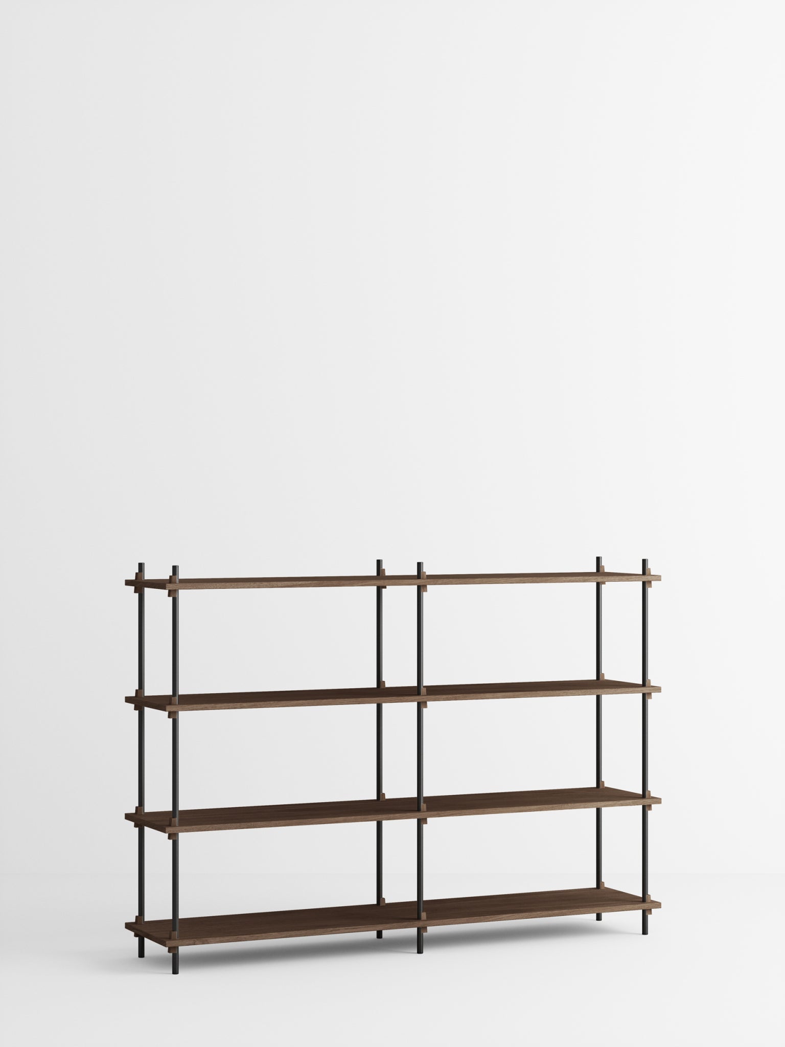 Moebe Shelving Set S.115.2.b, Smoked Oak Shelves, Black Legs (fsc Mix Credit)