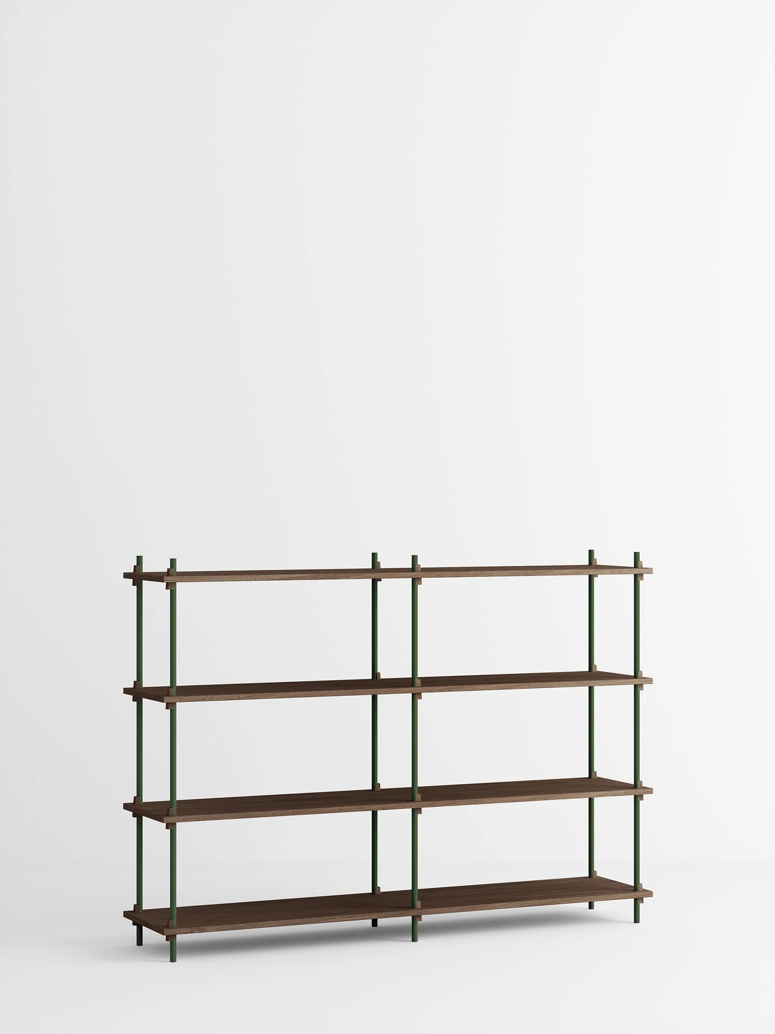 Moebe Shelving Set S.115.2.b, Smoked Oak Shelves, Pine Green Legs (fsc Mix Credit)
