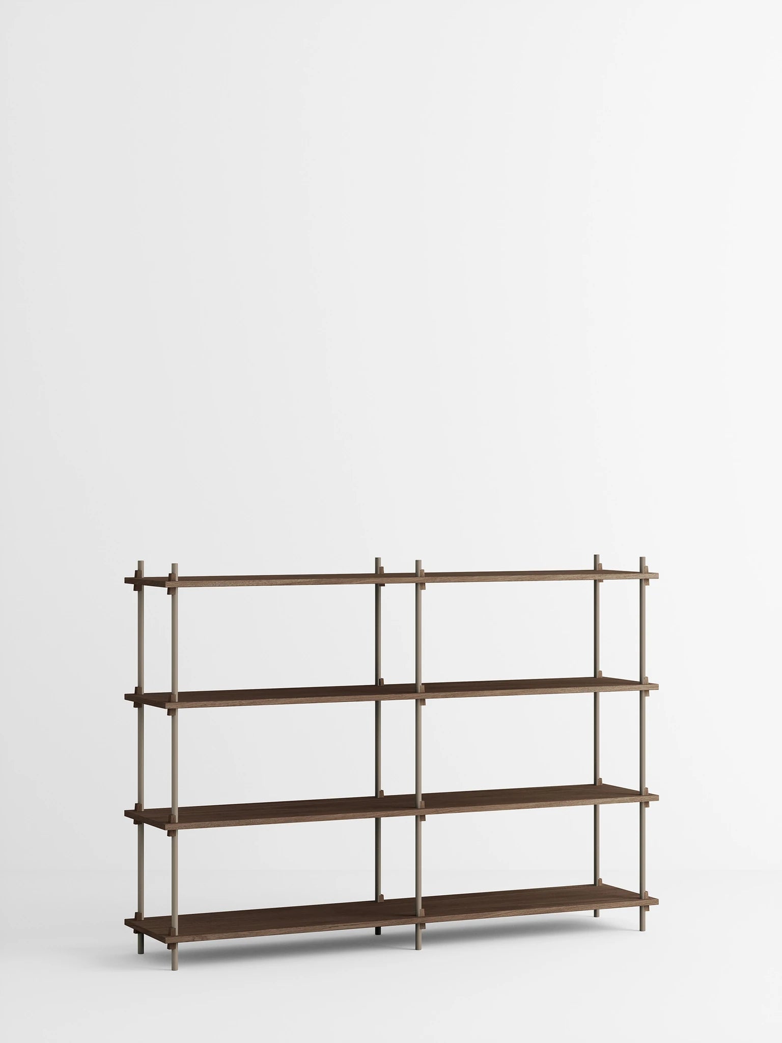 Moebe Shelving Set S.115.2.b, Smoked Oak Shelves, Warm Grey Legs (fsc Mix Credit)
