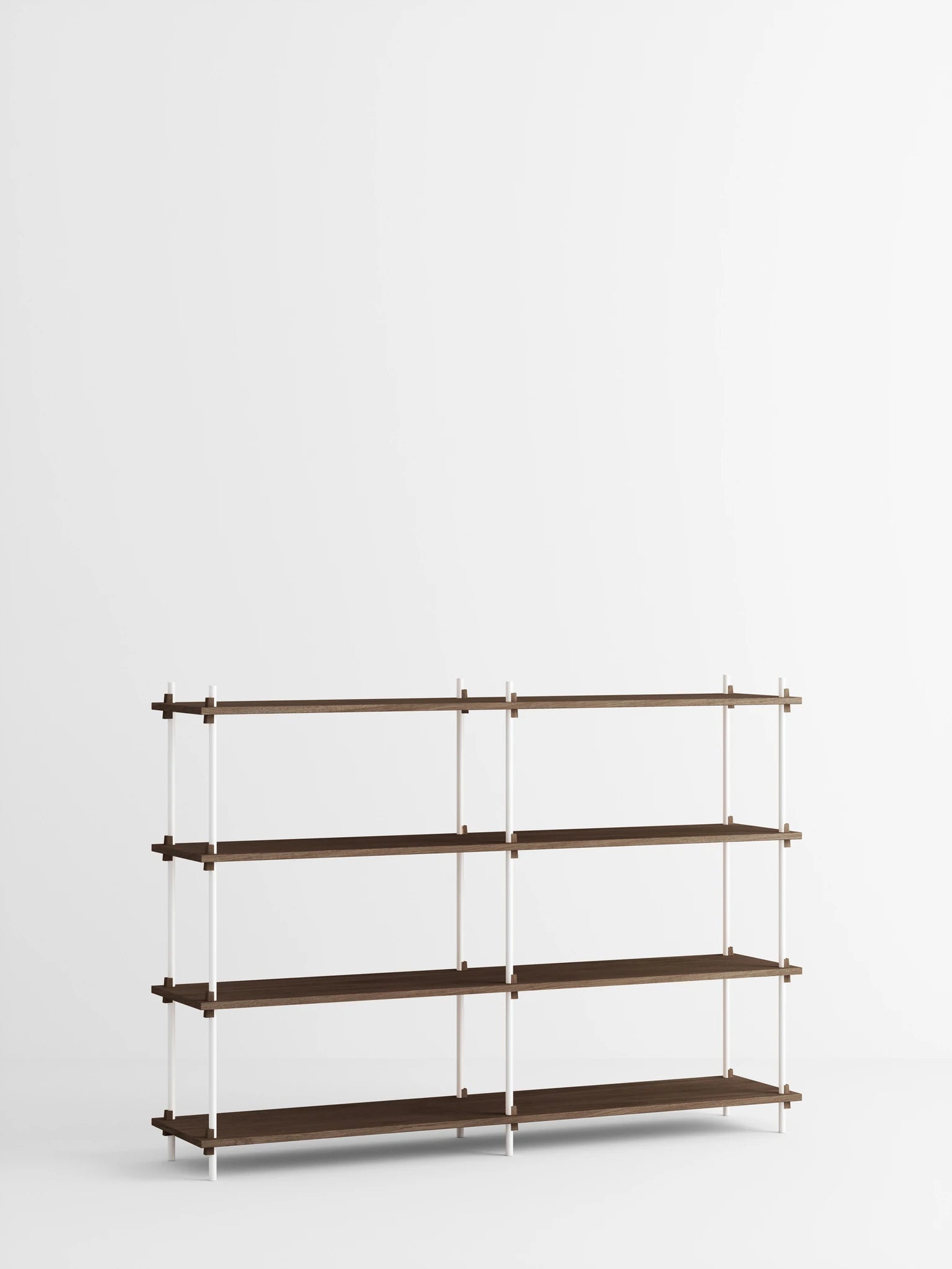 Moebe Shelving Set S.115.2.b, Smoked Oak Shelves, White Legs (fsc Mix Credit)