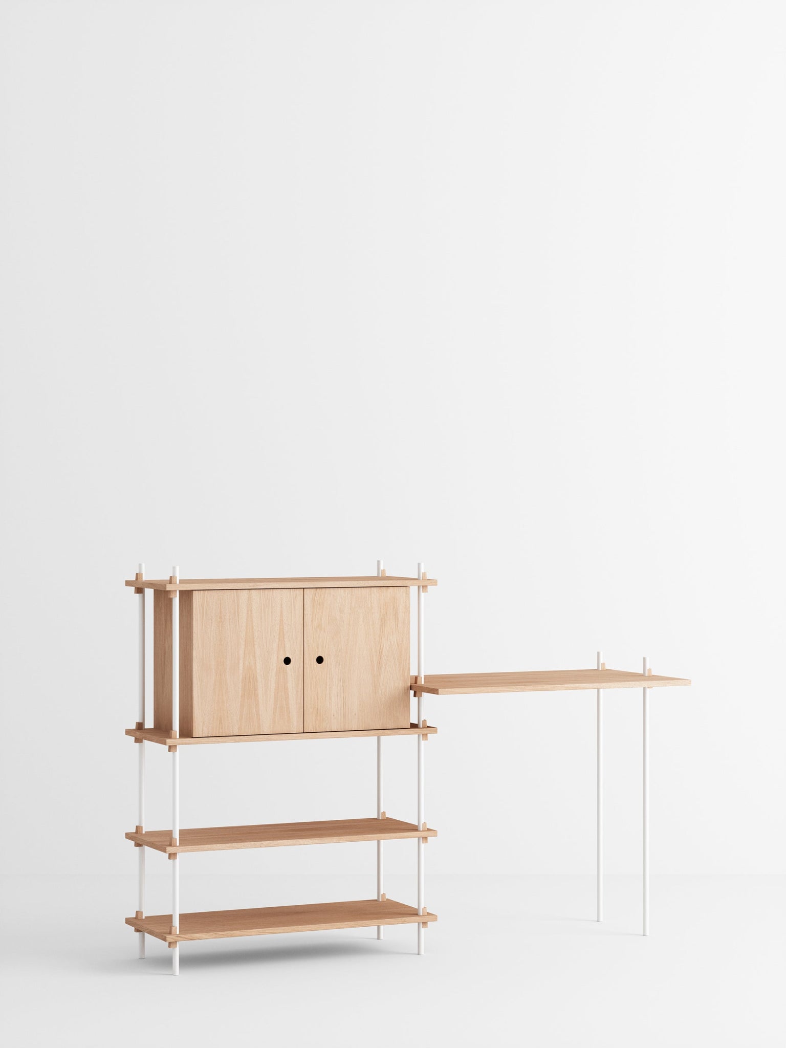 Moebe Shelving Set S.115.2.d, Oak Shelves, White Legs (fsc Mix Credit)