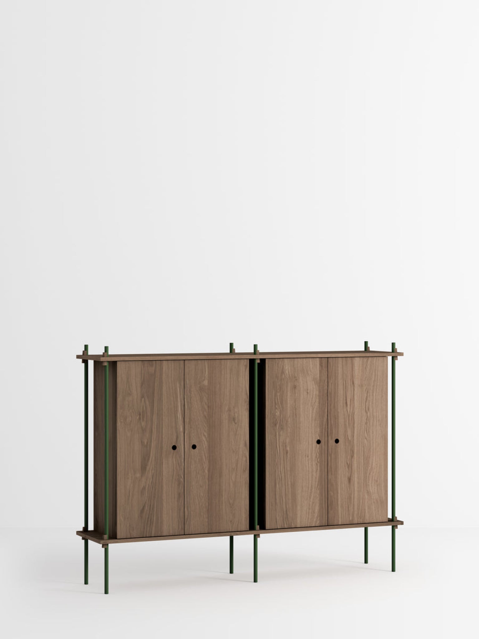 Moebe Shelving Set S.115.2.e, Smoked Oak Shelves, Pine Green Legs (fsc Mix Credit)
