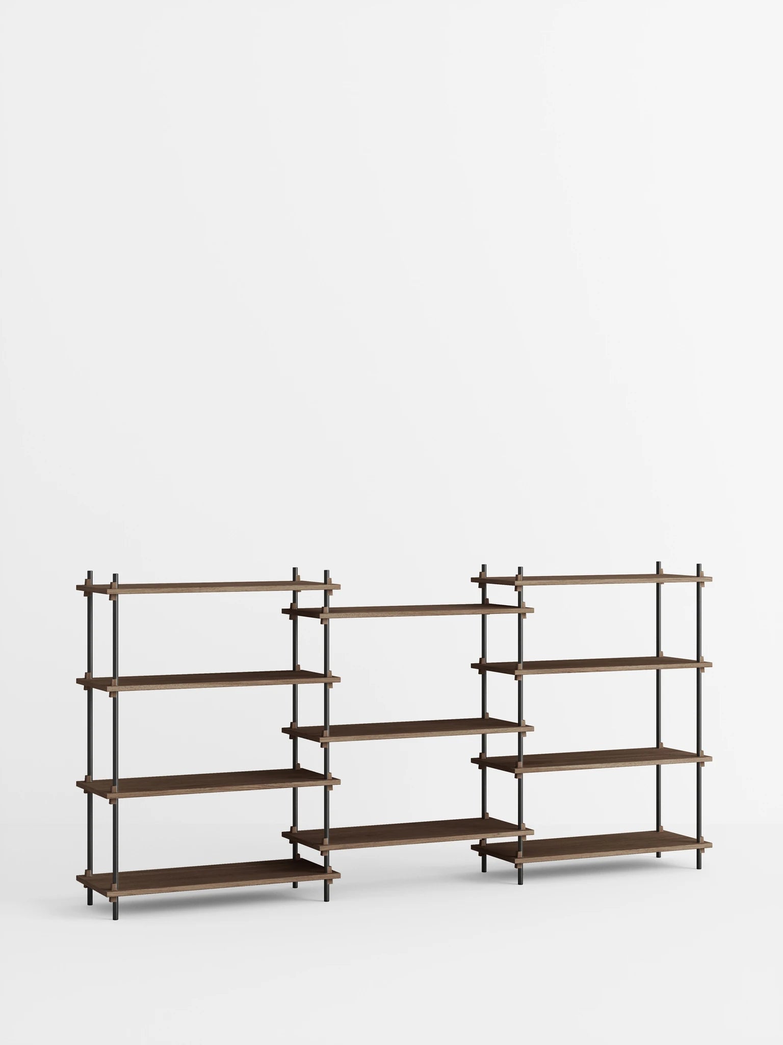 Moebe Shelving Set S.115.3.a, Smoked Oak Shelves, Black Legs (fsc Mix Credit)