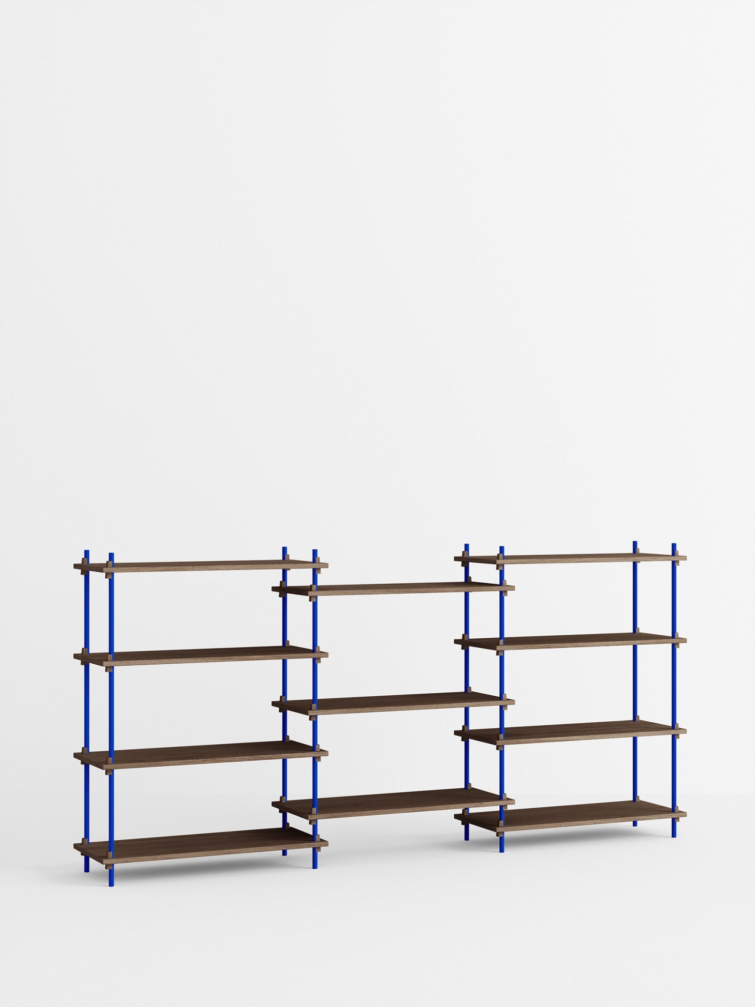 Moebe Shelving Set S.115.3.a, Smoked Oak Shelves, Deep Blue Legs (fsc Mix Credit)