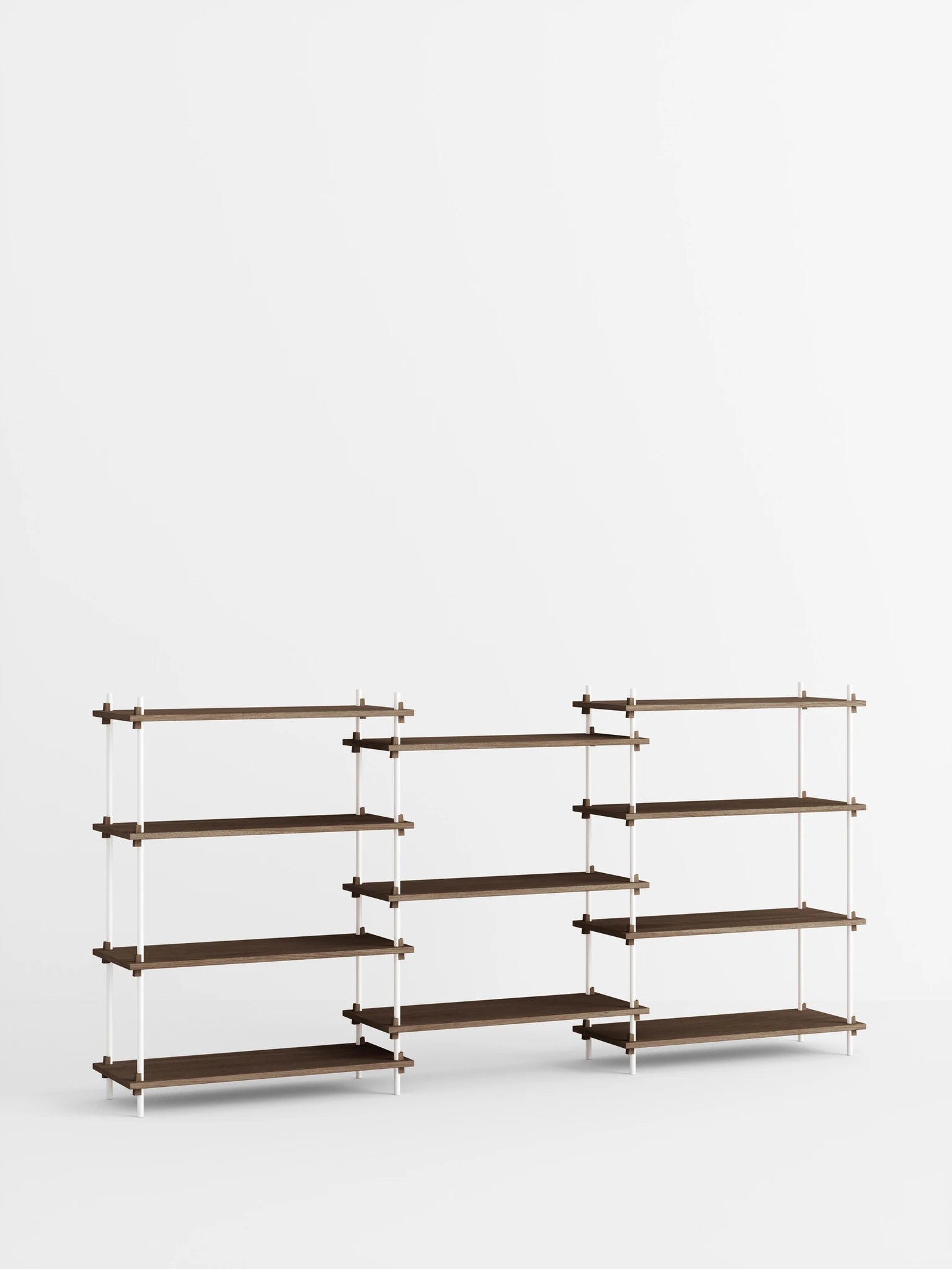 Moebe Shelving Set S.115.3.a, Smoked Oak Shelves, White Legs (fsc Mix Credit)