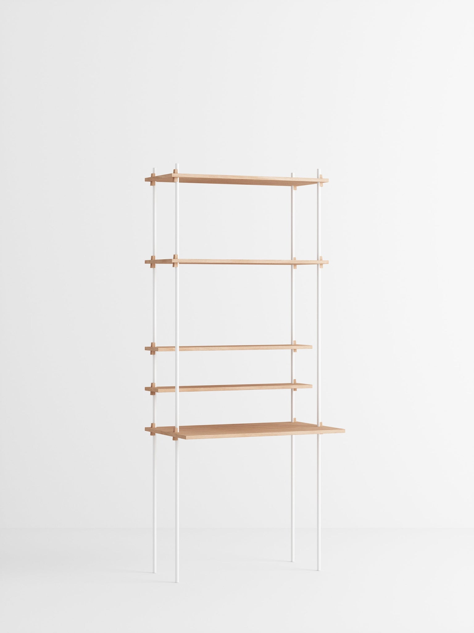 Moebe Shelving Set S.200.1.e, Oak Shelves, White Legs (fsc Mix Credit)