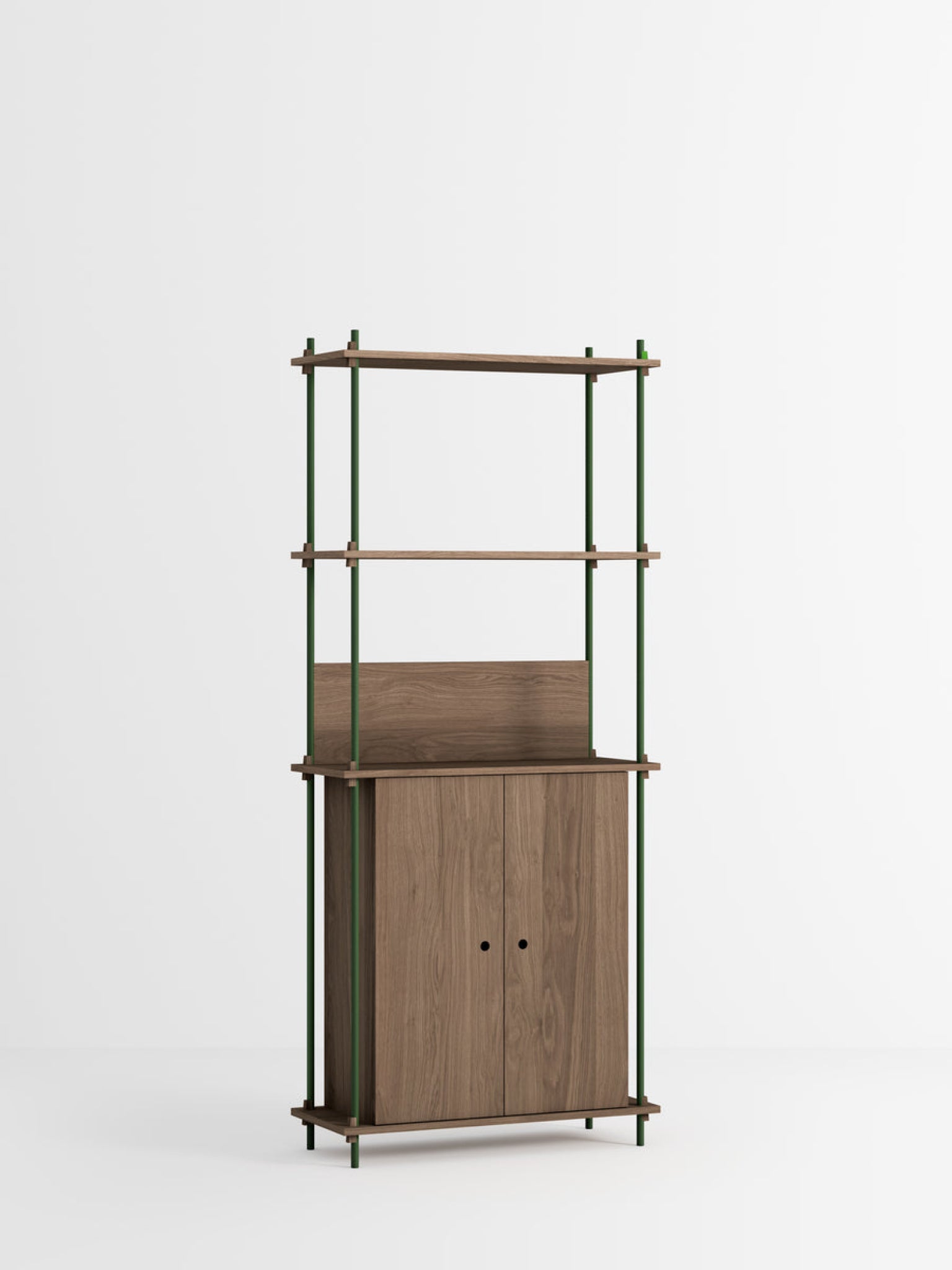 Moebe Shelving Set S.200.1.h, Smoked Oak Shelves, Pine Green Legs (fsc Mix Credit)