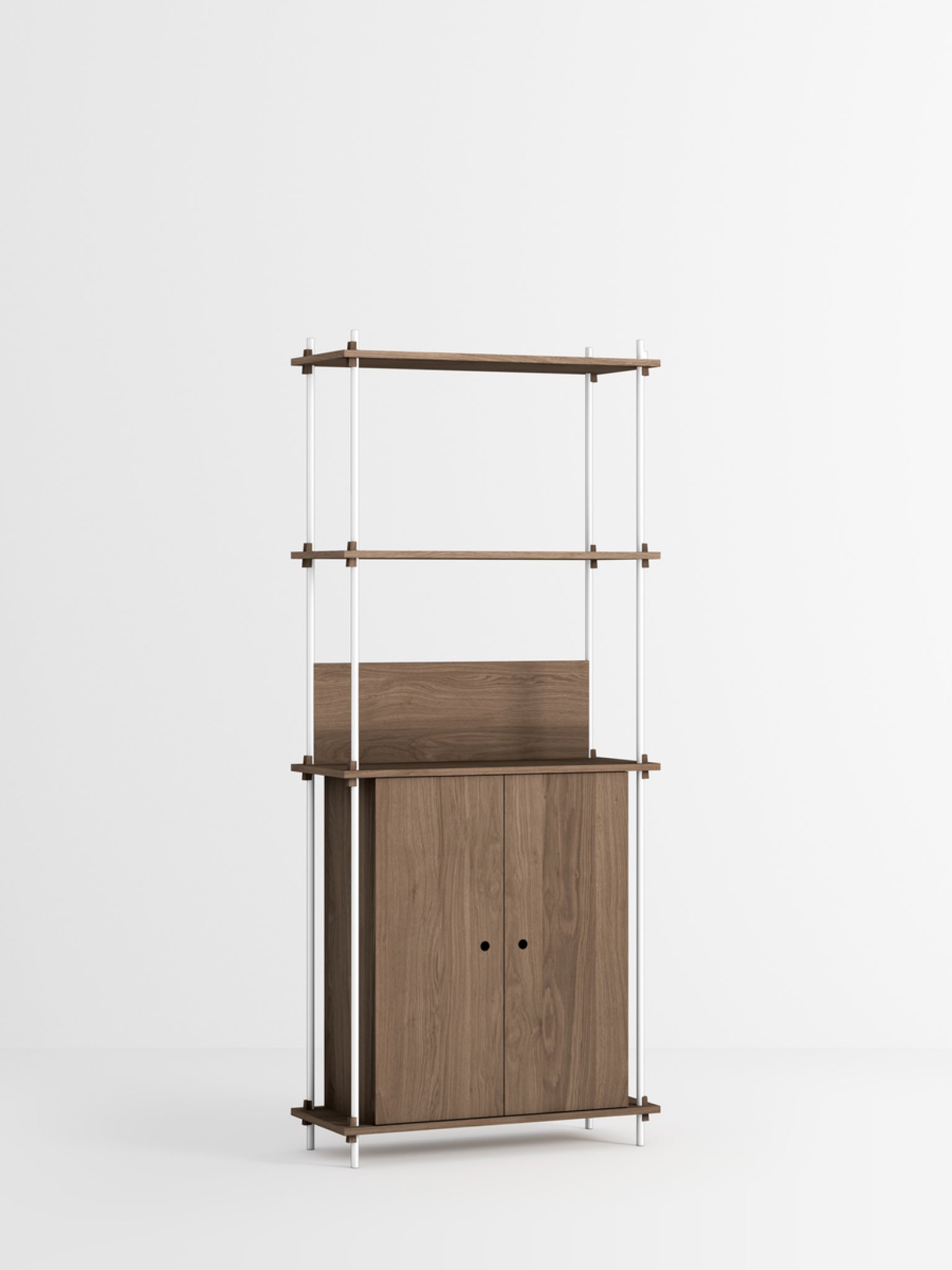 Moebe Shelving Set S.200.1.h, Smoked Oak Shelves, White Legs (fsc Mix Credit)