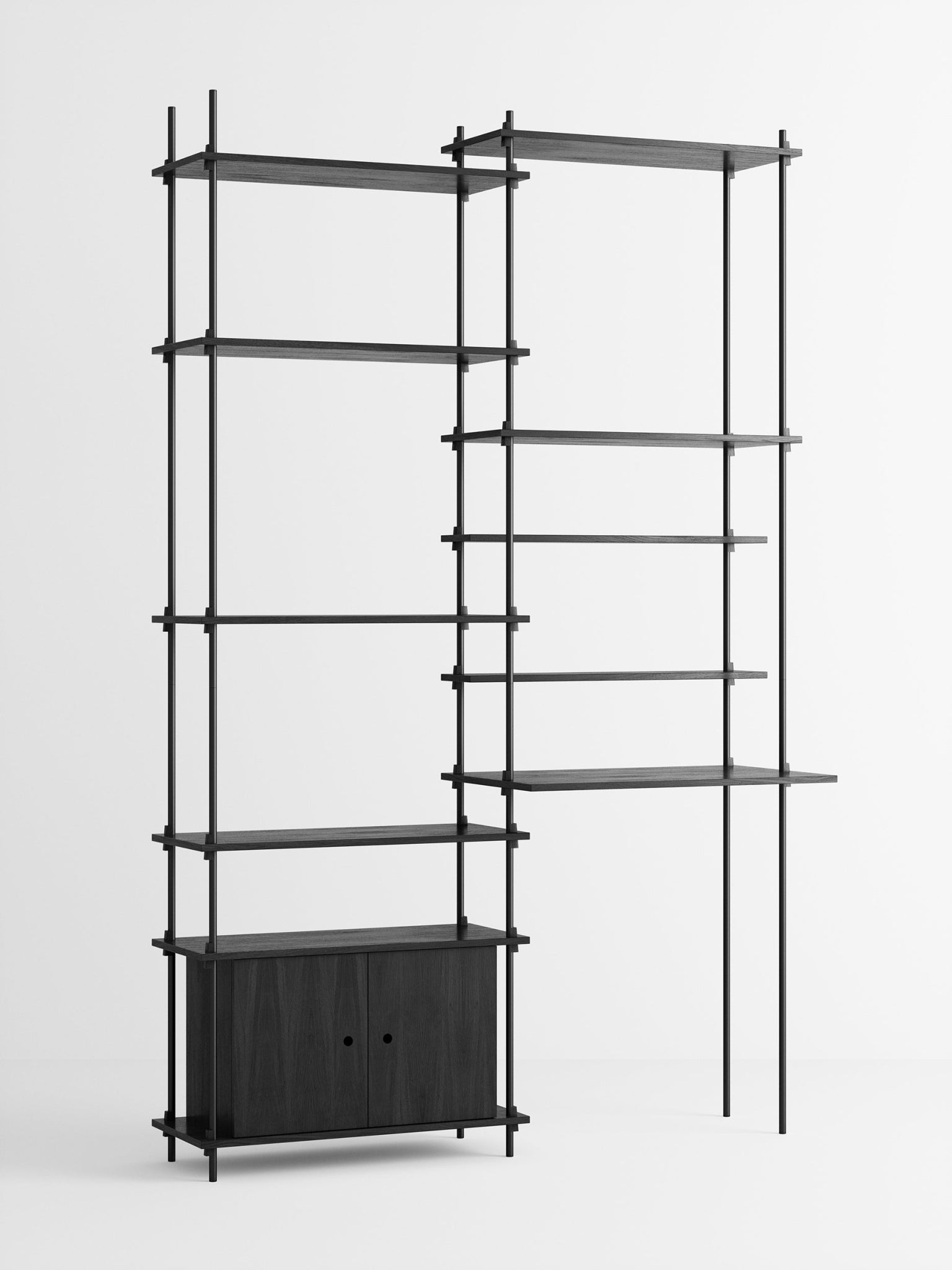 Moebe Shelving Set S.255.2.f, Black Shelves, Black Legs (fsc Mix Credit)