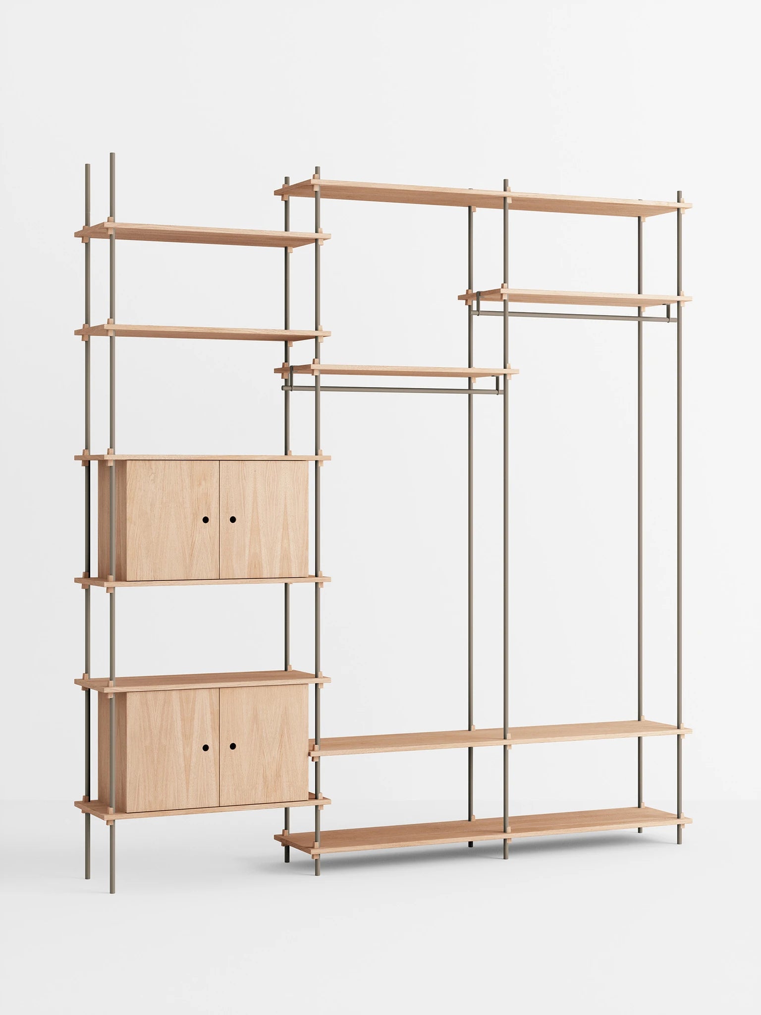 Moebe Shelving Set S.255.3.c, Oak Shelves, Warm Grey Legs (fsc Mix Credit)