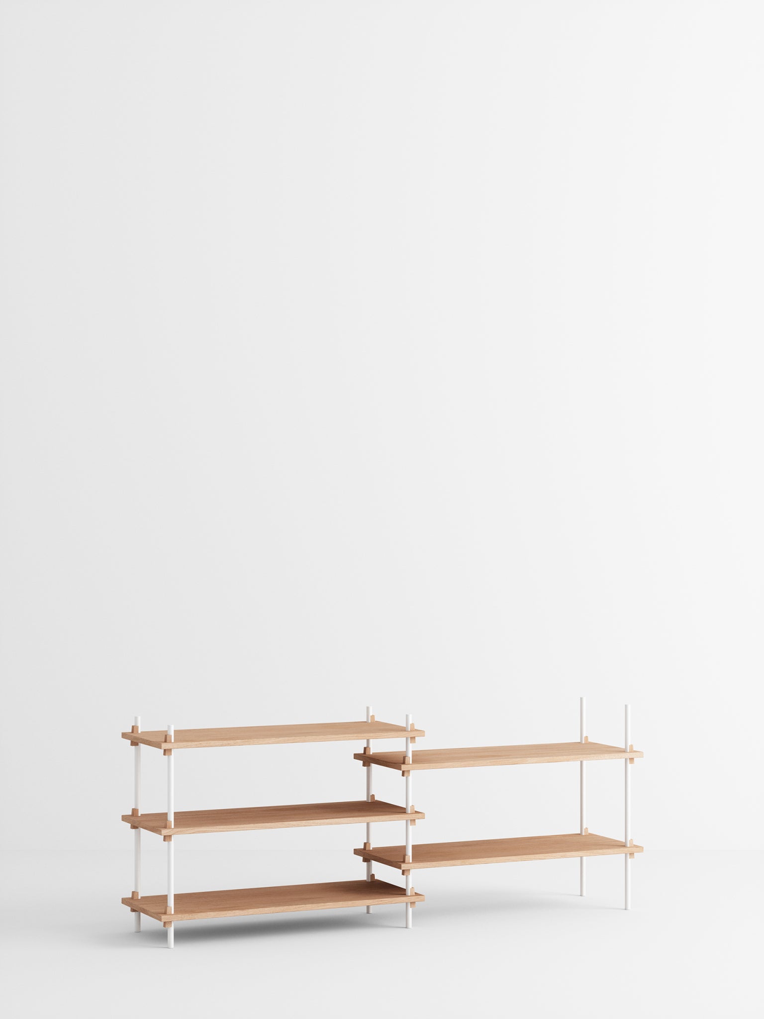 Moebe Shelving Set S.65.2.a, Oak Shelves, White Legs (fsc Mix Credit)