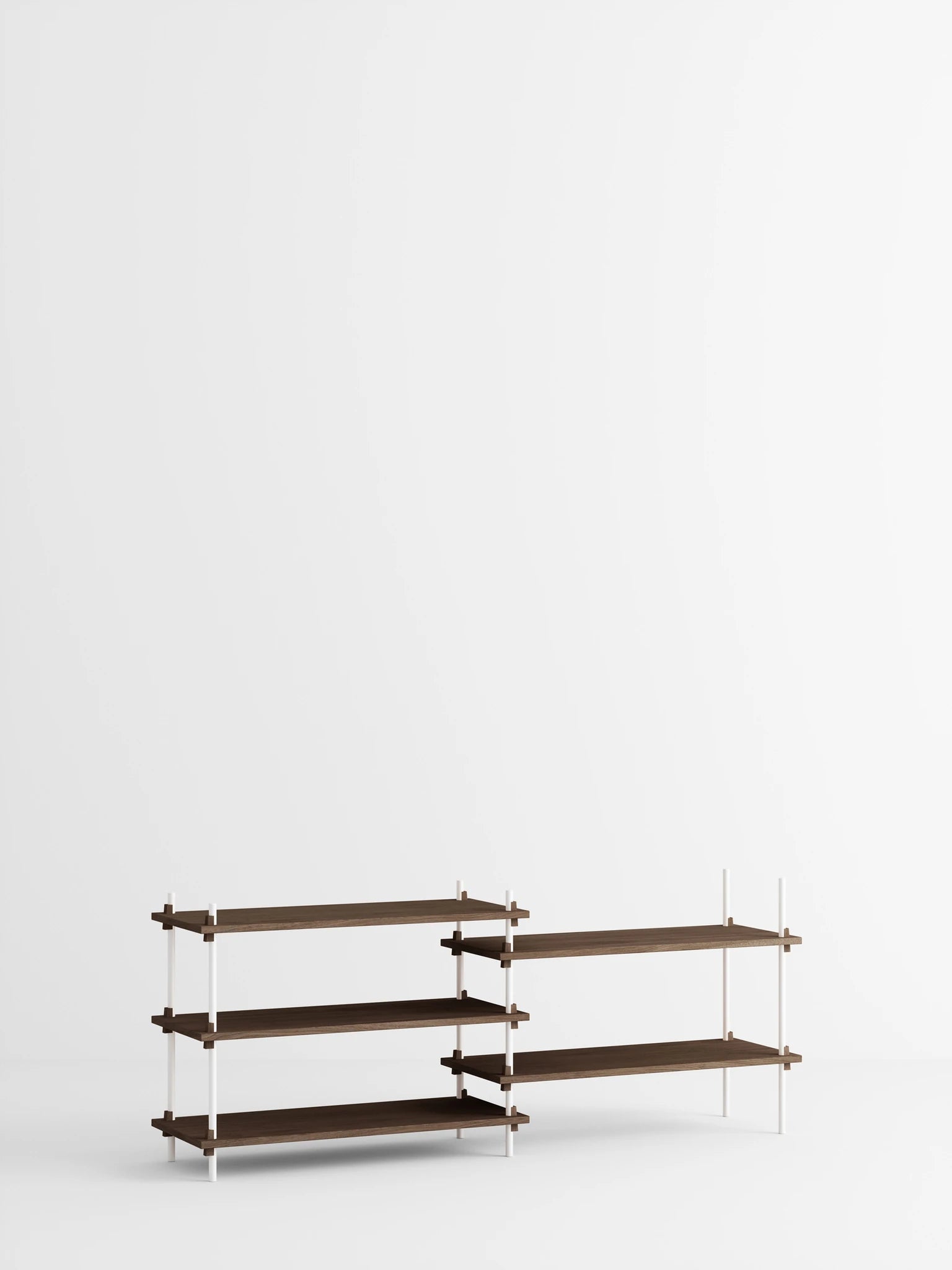 Moebe Shelving Set S.65.2.a, Smoked Oak Shelves, White Legs (fsc Mix Credit)