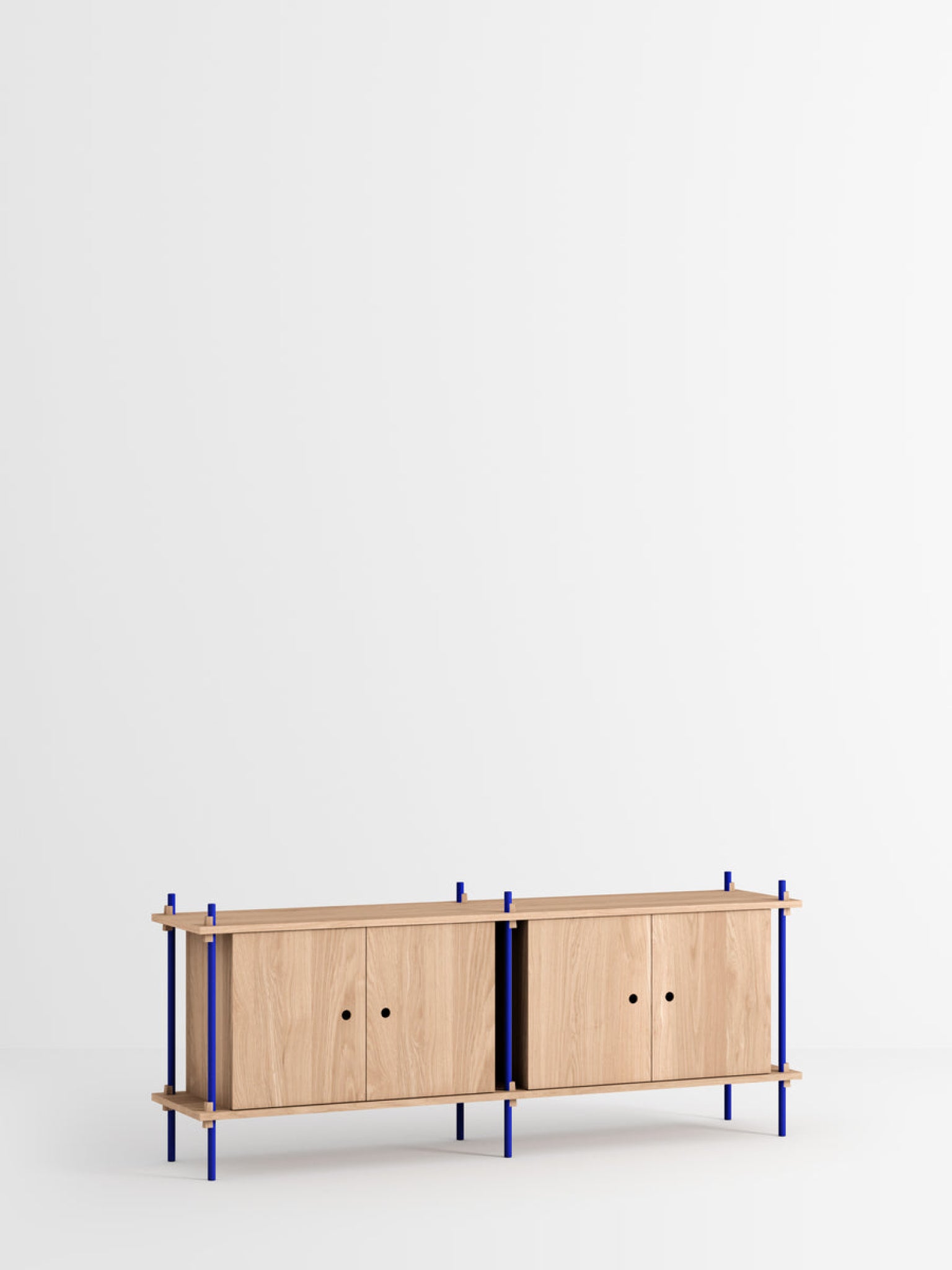 Moebe Shelving Set S.65.2.d, Oak Shelves, Deep Blue Legs (fsc Mix Credit)