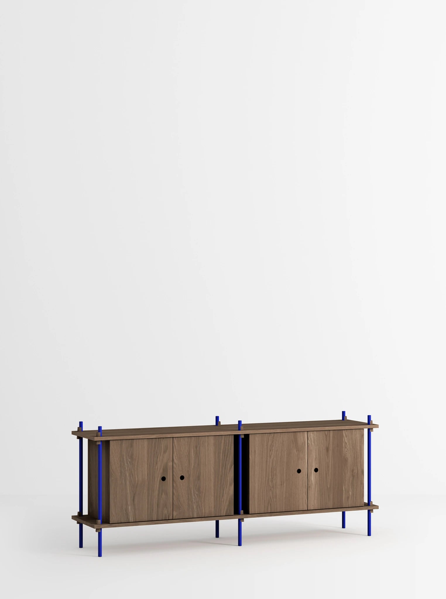 Moebe Shelving Set S.65.2.d, Smoked Oak Shelves, Deep Blue Legs (fsc Mix Credit)