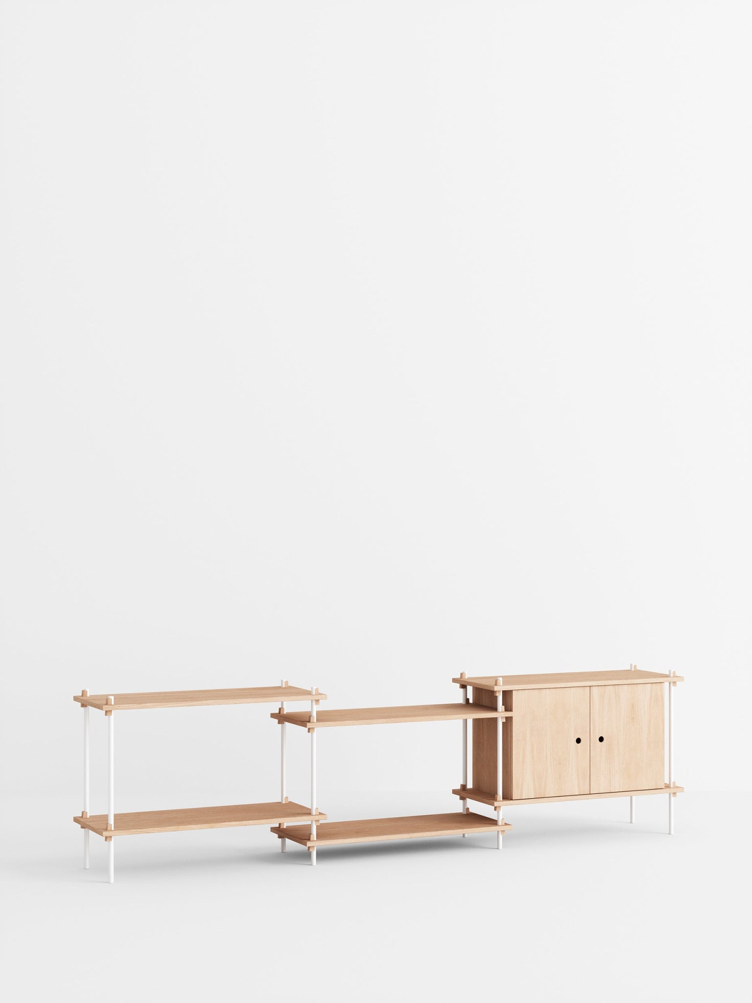 Moebe Shelving Set S.65.3.b, Oak Shelves, White Legs (fsc Mix Credit)