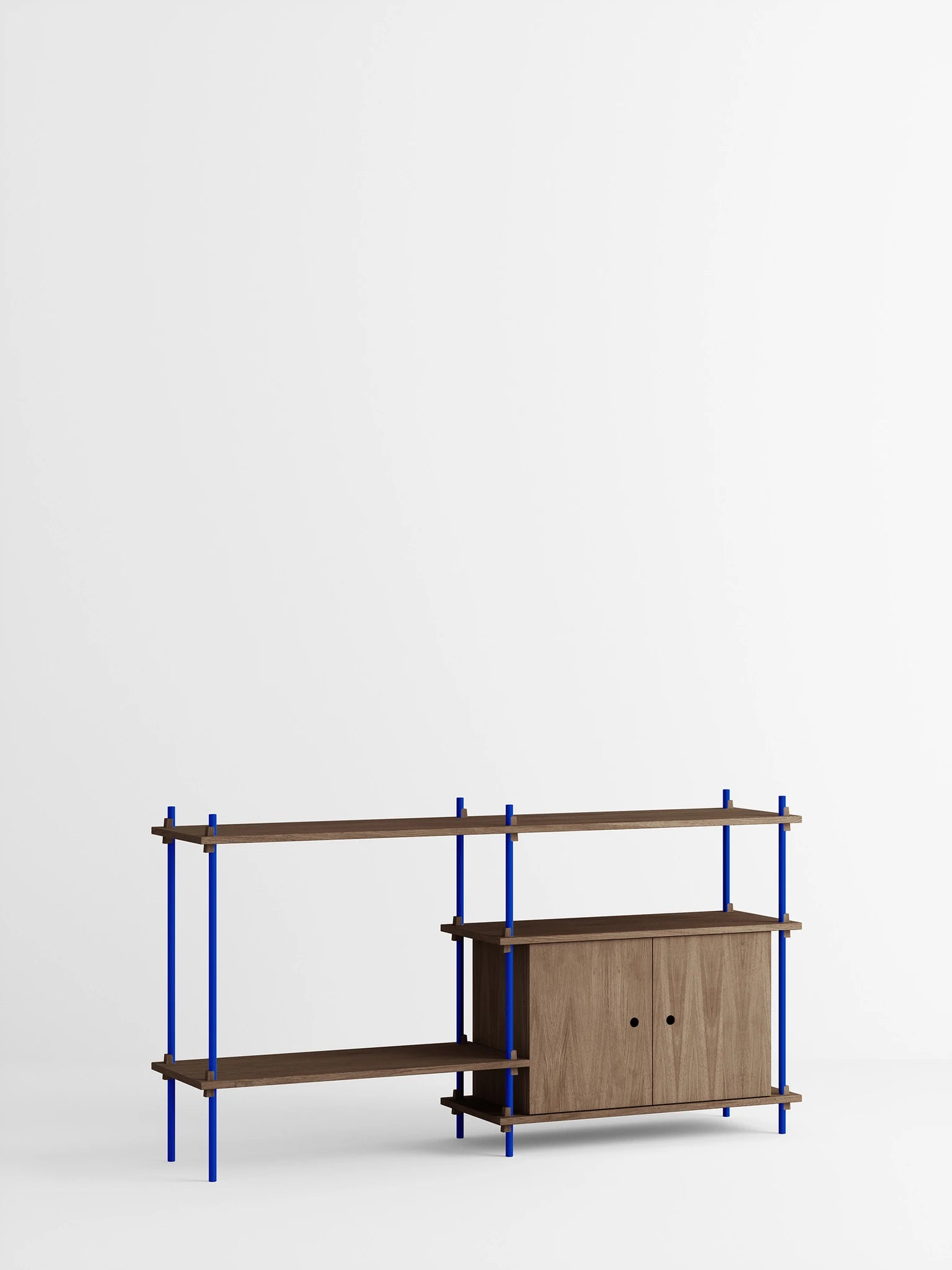 Moebe Shelving Set S.85.2.c, Smoked Oak Shelves, Deep Blue Legs (fsc Mix Credit)