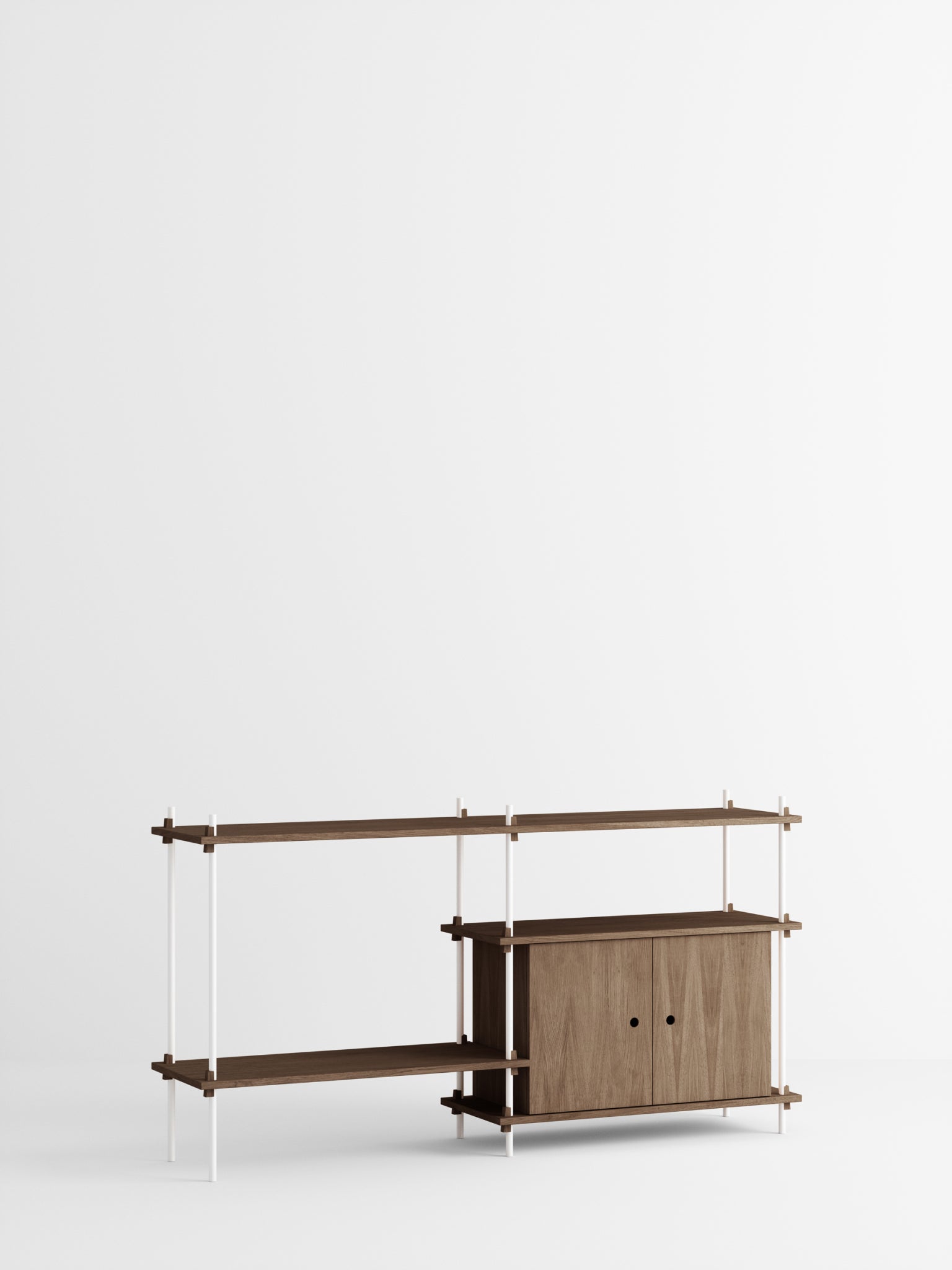 Moebe Shelving Set S.85.2.c, Smoked Oak Shelves, White Legs (fsc Mix Credit)