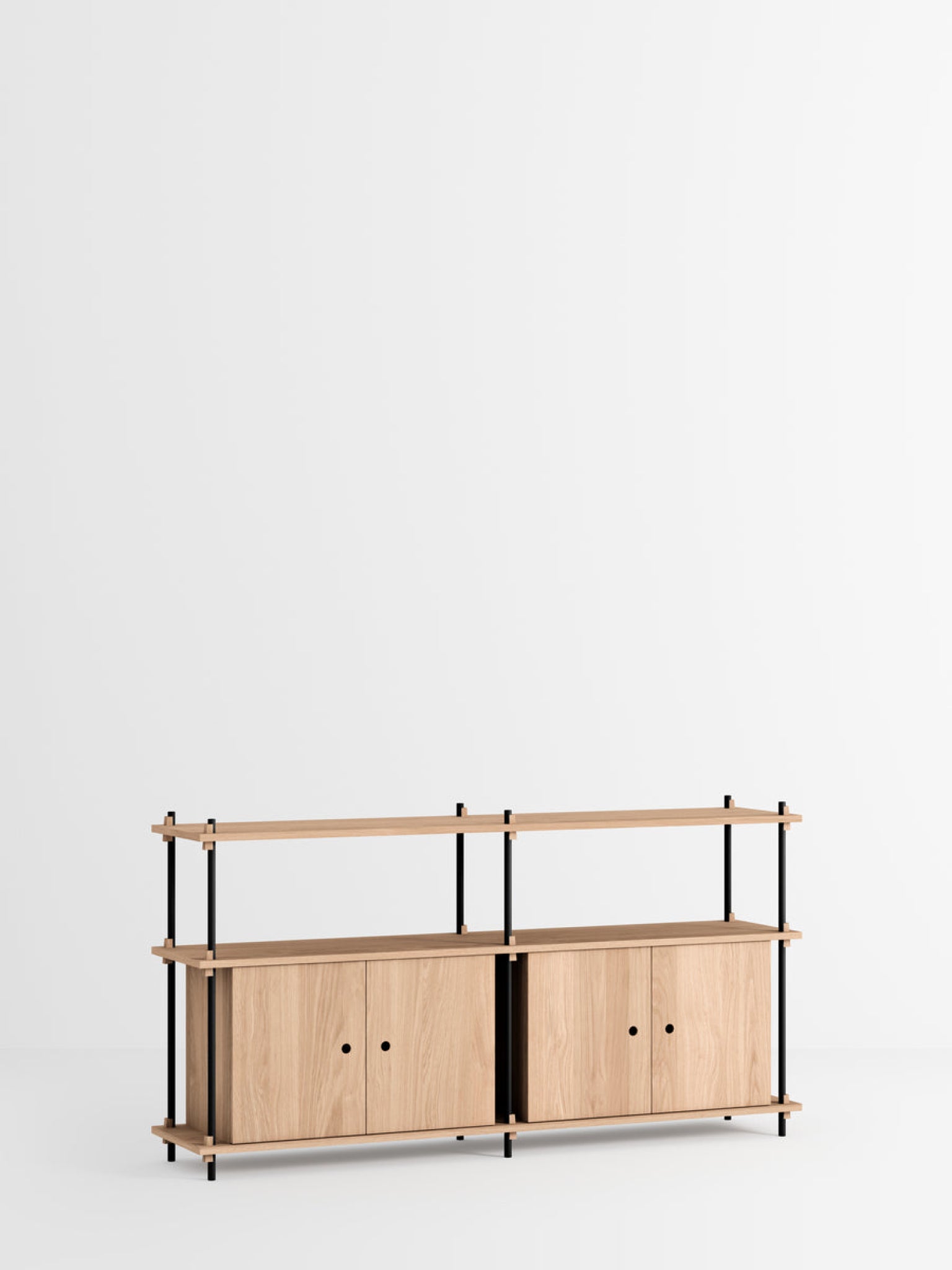 Moebe Shelving Set S.85.2.d, Oak Shelves, Black Legs (fsc Mix Credit)