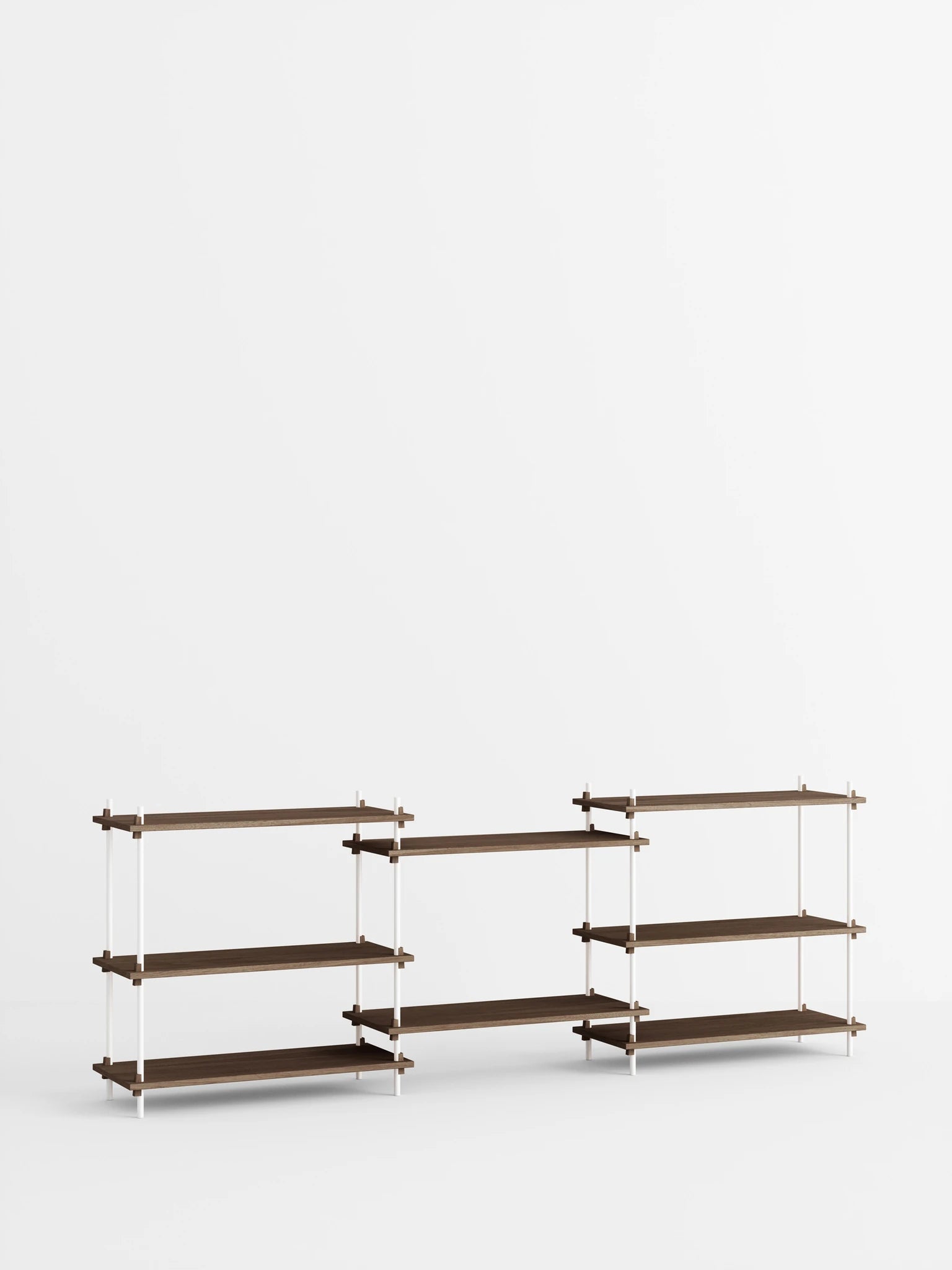 Moebe Shelving Set S.85.3.a, Smoked Oak Shelves, White Legs (fsc Mix Credit)