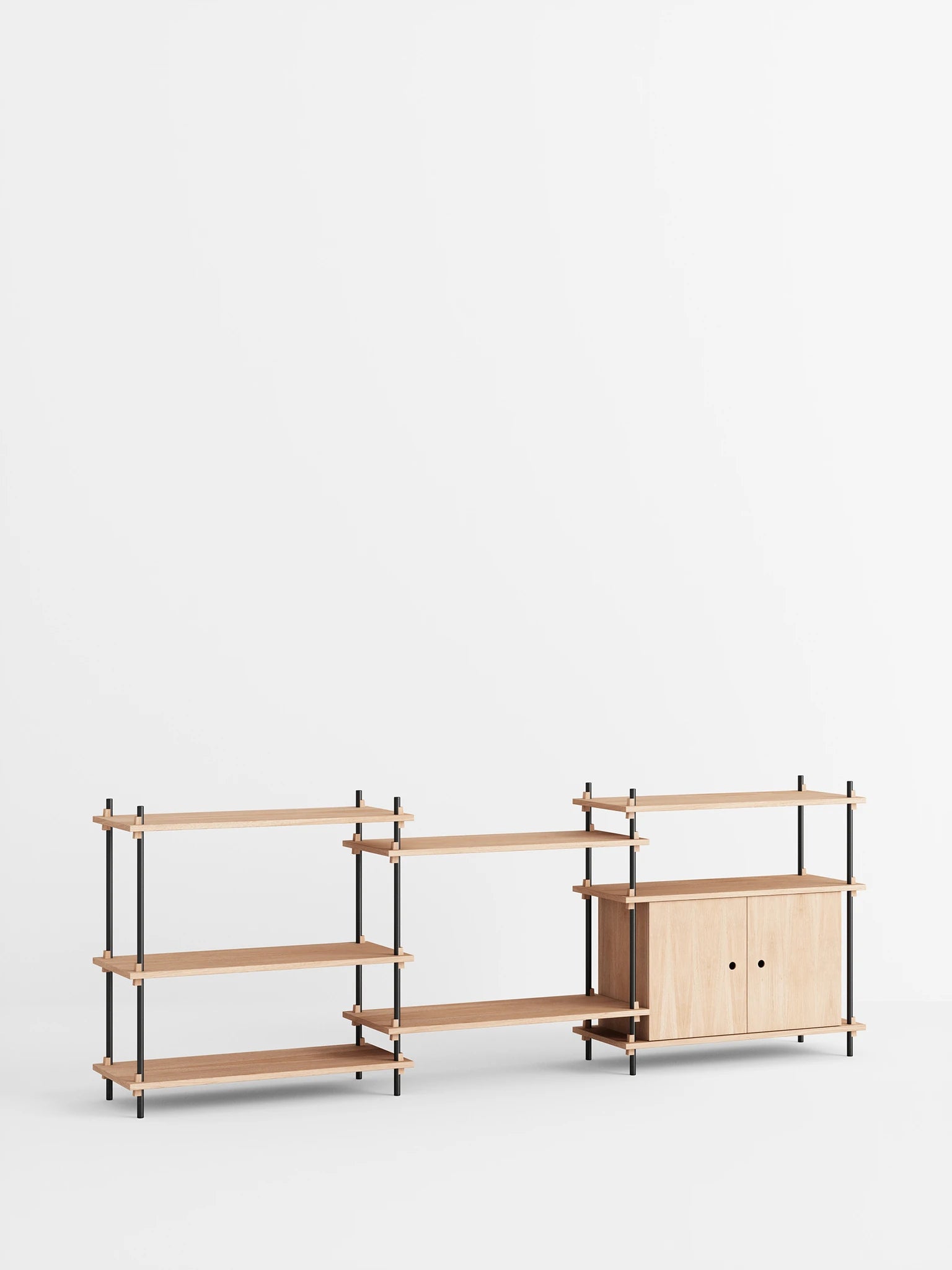Moebe Shelving Set S.85.3.b, Oak Shelves, Black Legs (fsc Mix Credit)
