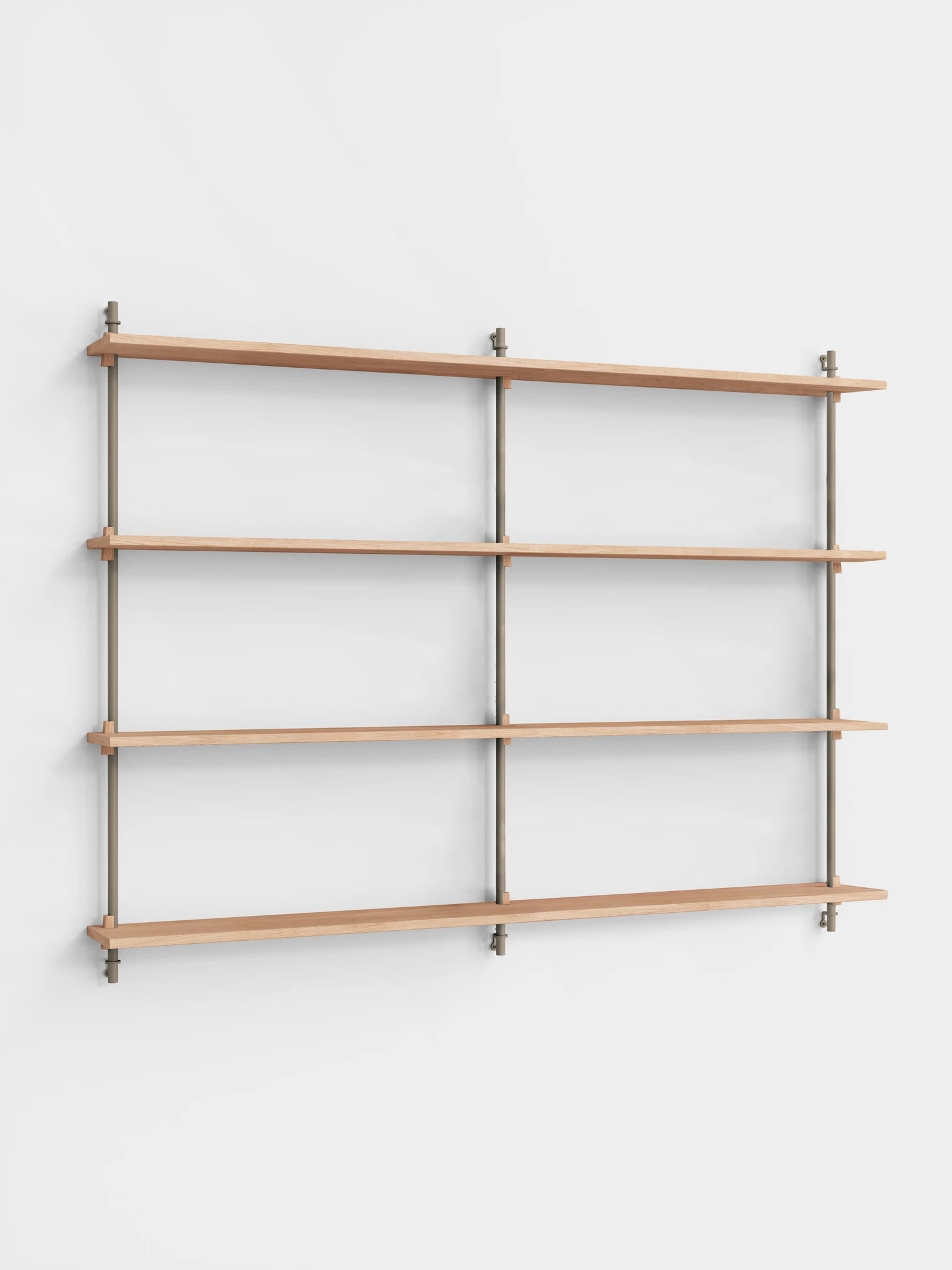 Moebe Wall Shelving Set Ws.115.2.b, Oak Shelves, Warm Grey Legs (fsc Mix Credit)