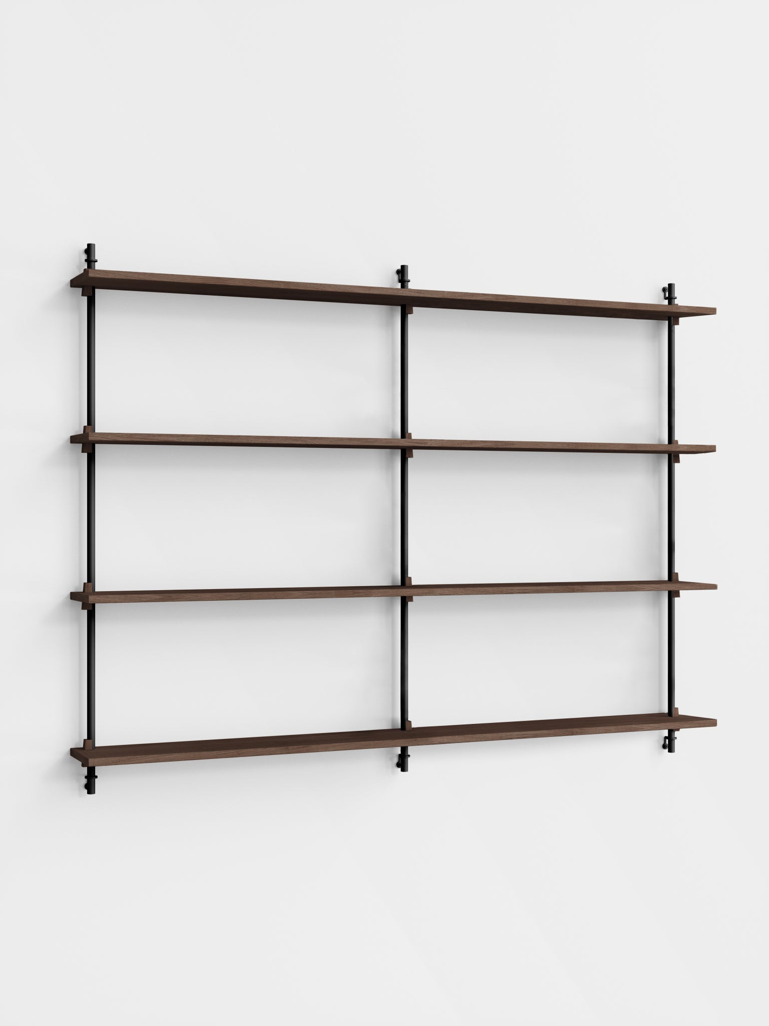 Moebe Wall Shelving Set Ws.115.2.b, Smoked Oak Shelves, Black Legs (fsc Mix Credit)