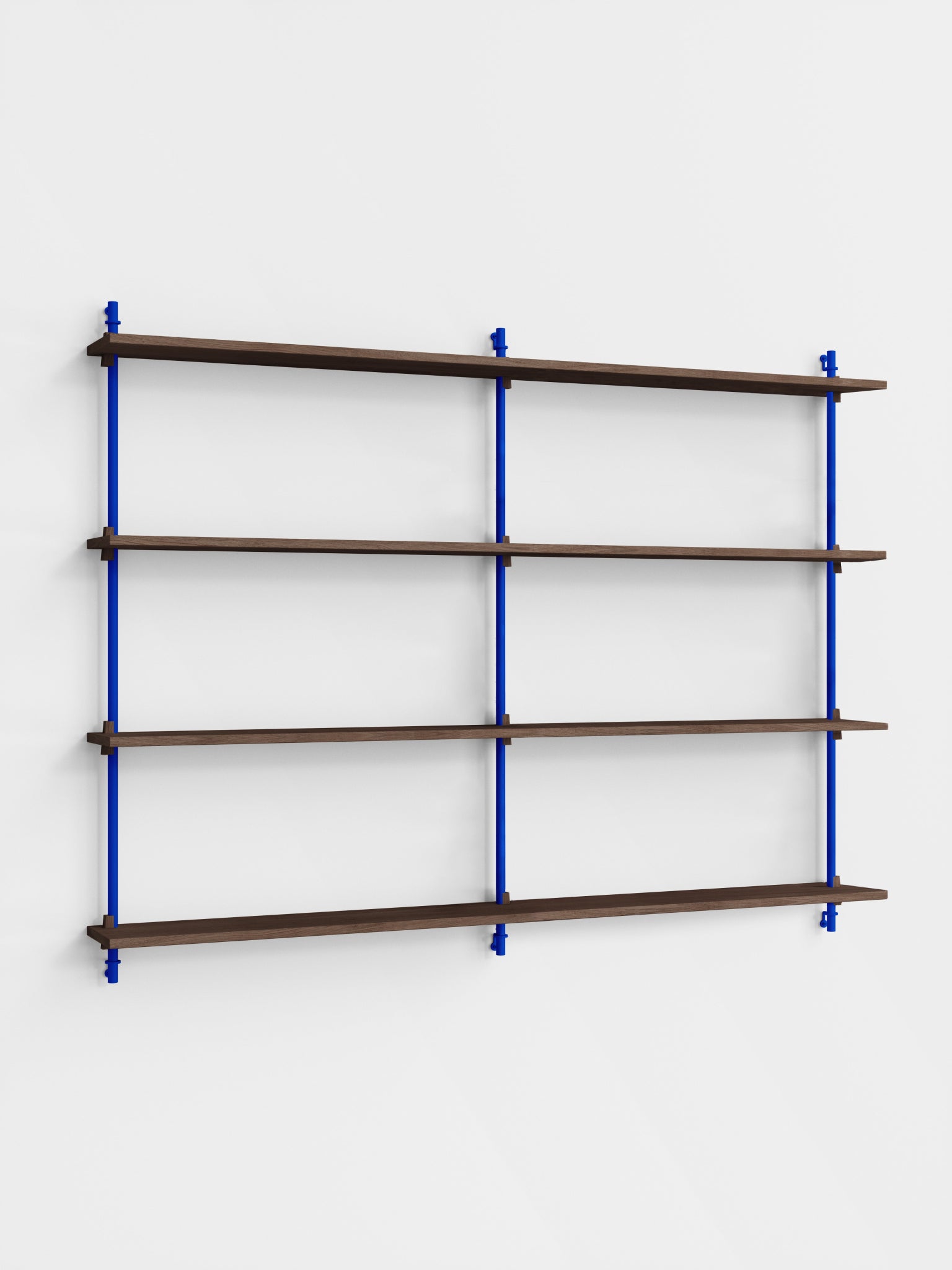 Moebe Wall Shelving Set Ws.115.2.b, Smoked Oak Shelves, Deep Blue Legs (fsc Mix Credit)