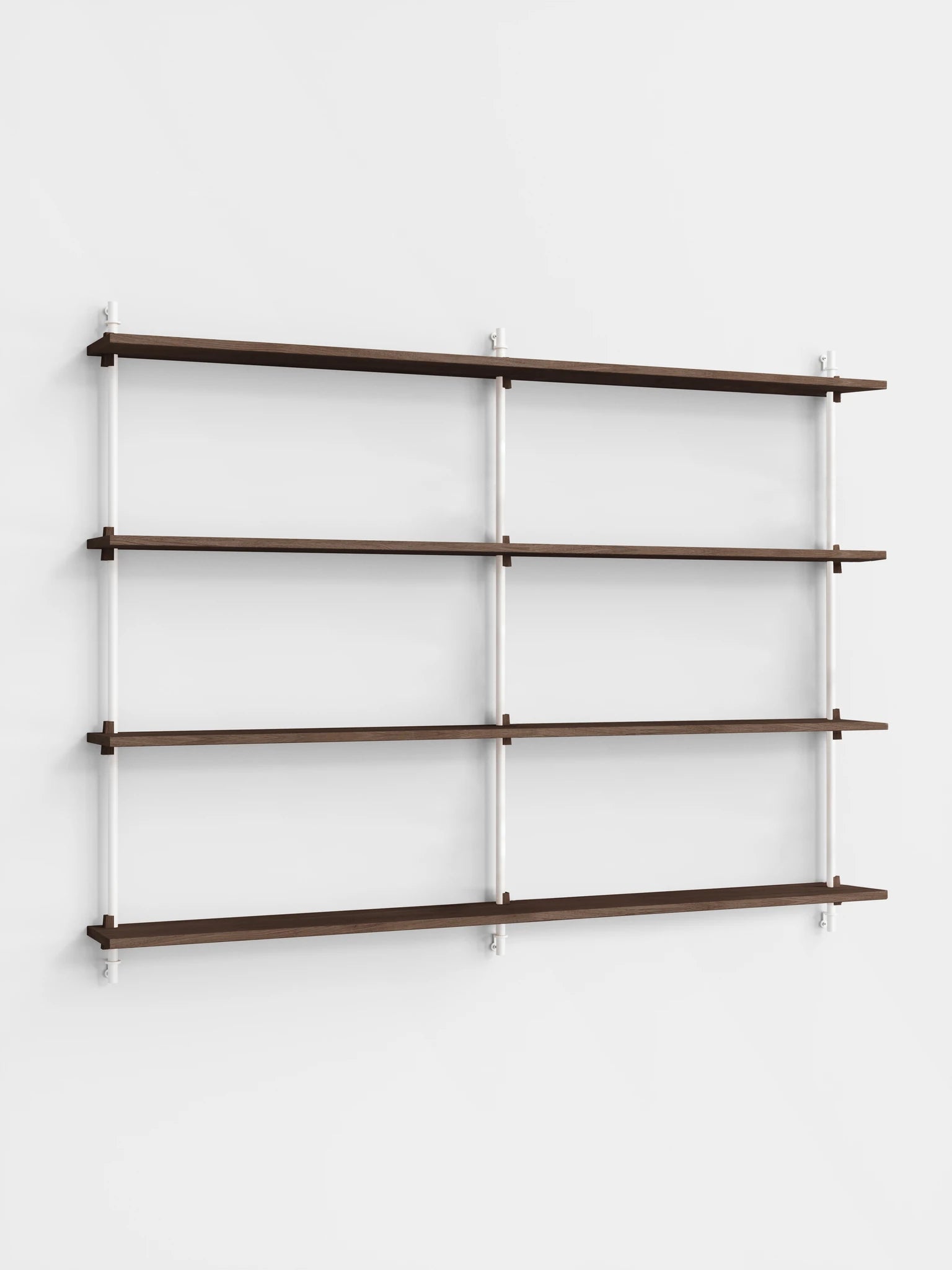 Moebe Wall Shelving Set Ws.115.2.b, Smoked Oak Shelves, White Legs (fsc Mix Credit)