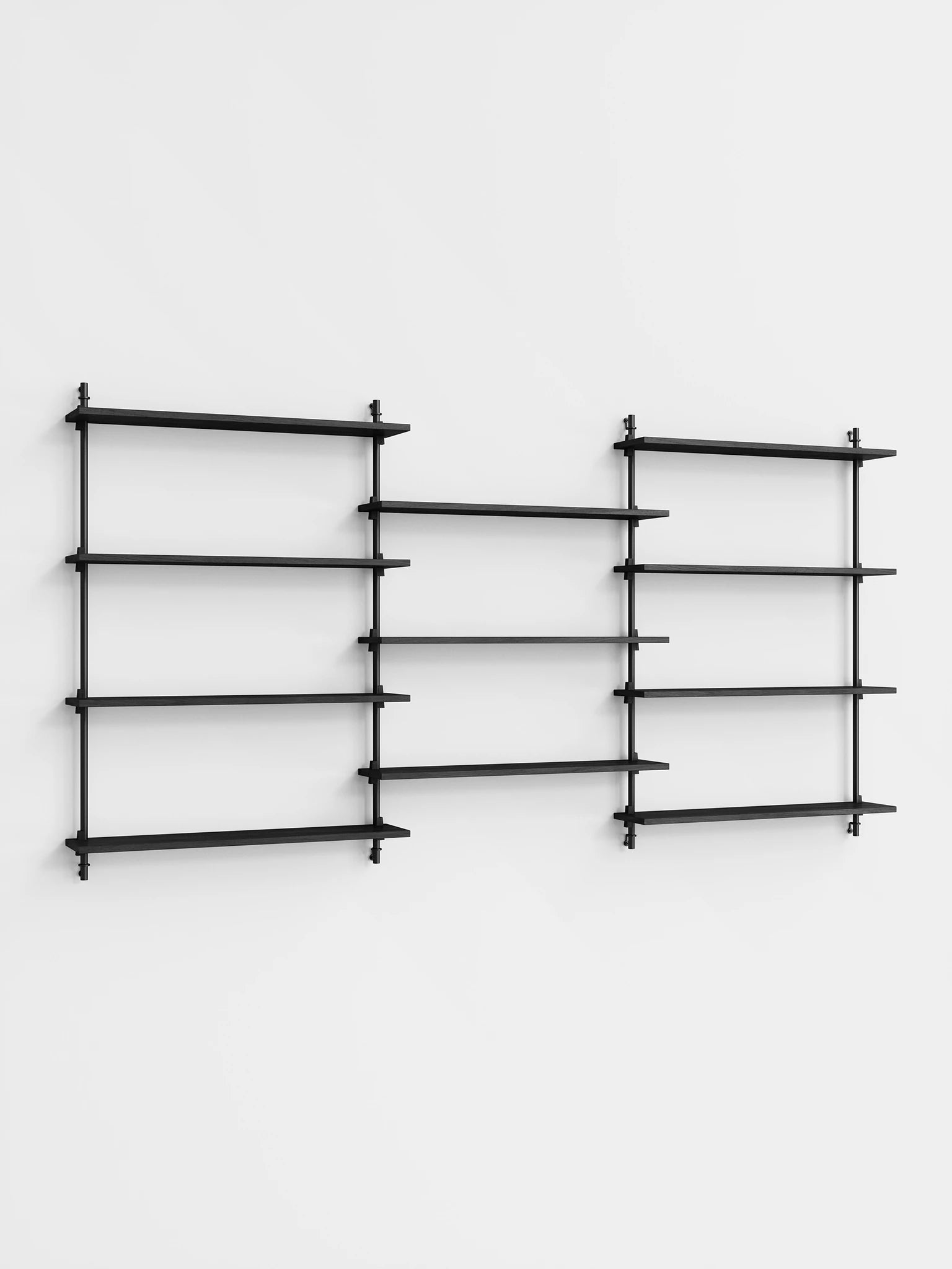 Moebe Wall Shelving Set Ws.115.3, Black Shelves, Black Legs (fsc Mix Credit)