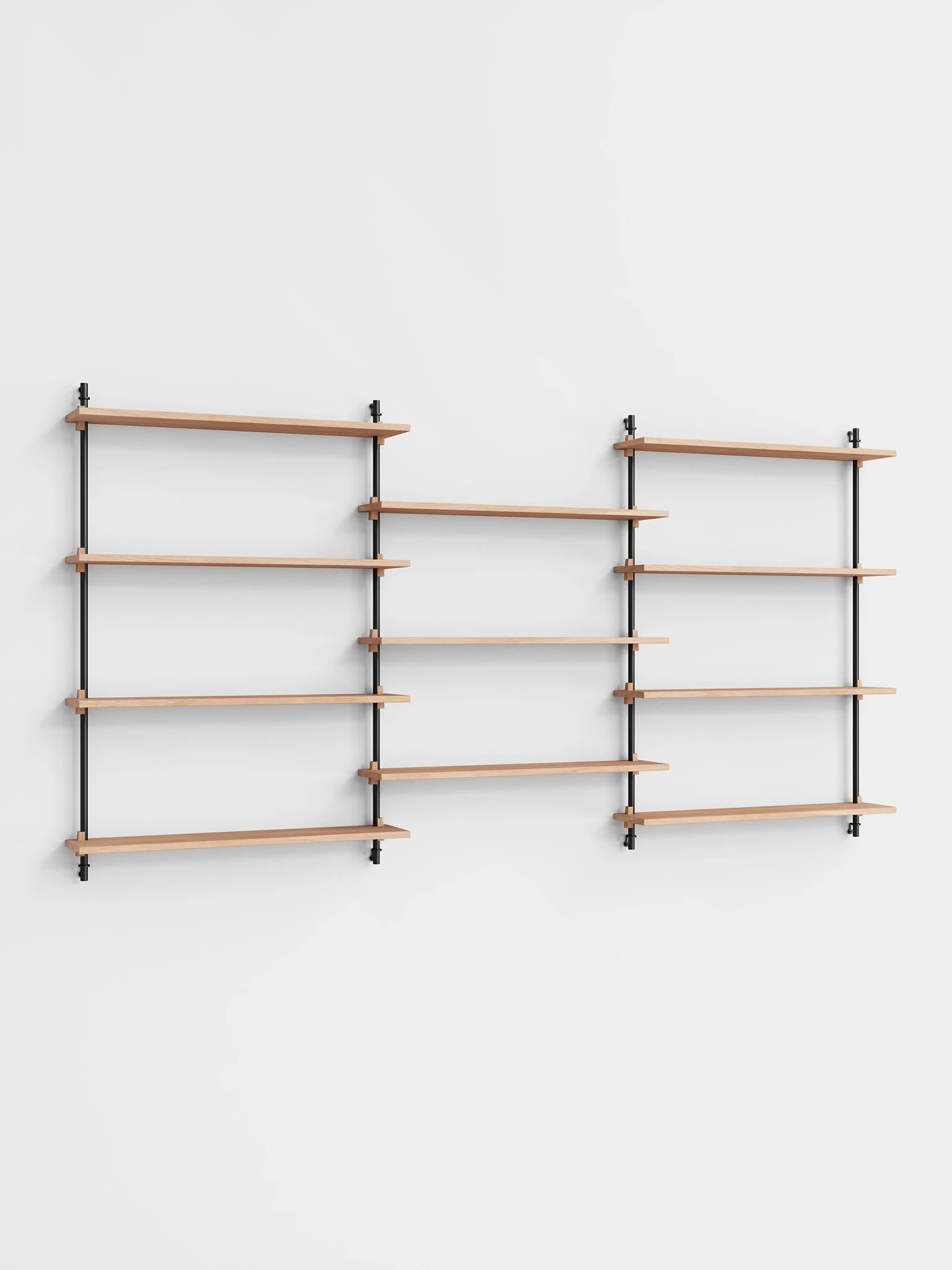 Moebe Wall Shelving Set Ws.115.3, Oak Shelves, Black Legs (fsc Mix Credit)