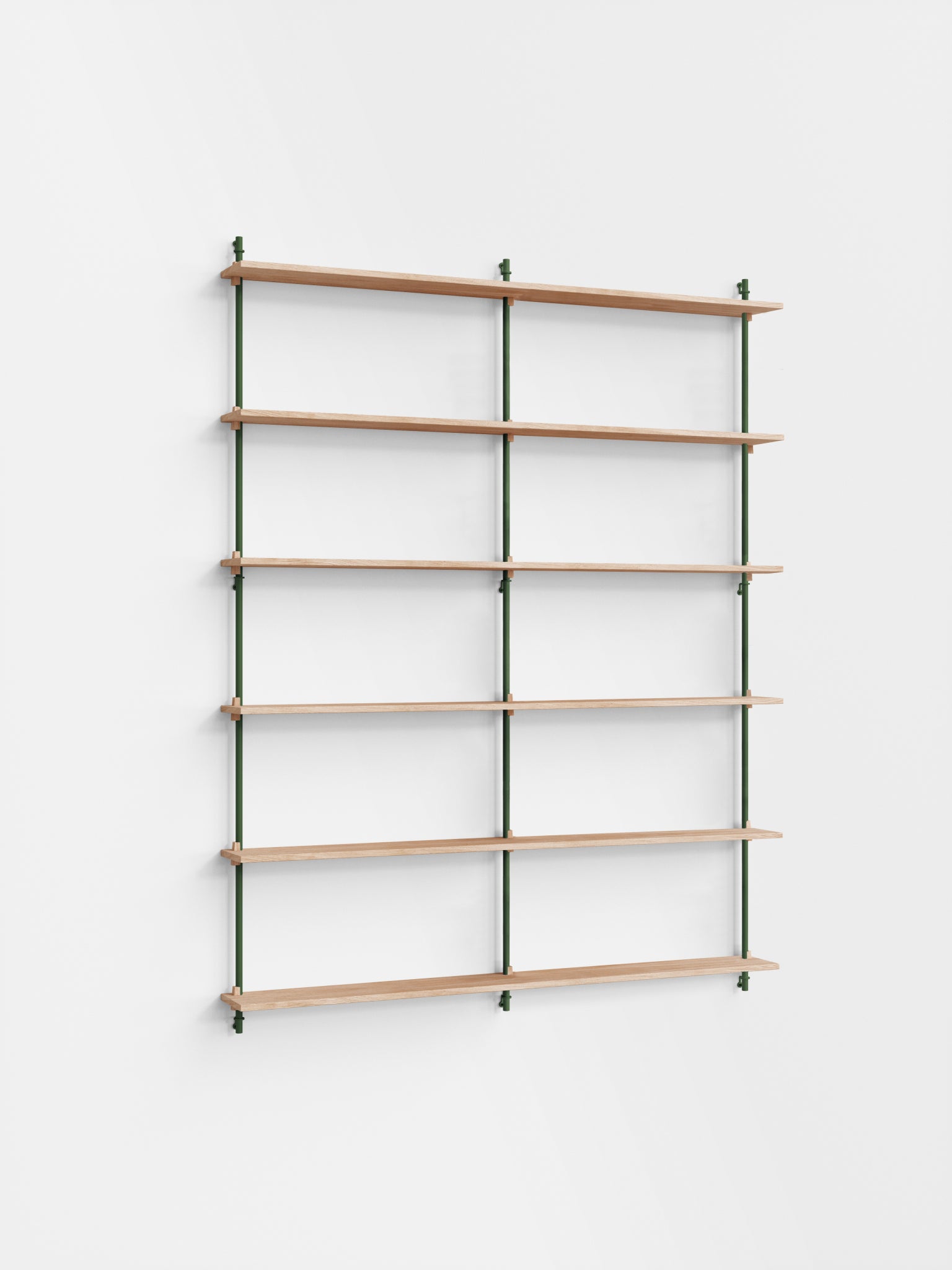 Moebe Wall Shelving Set Ws.200.2.b, Oak Shelves, Pine Green Legs (fsc Mix Credit)